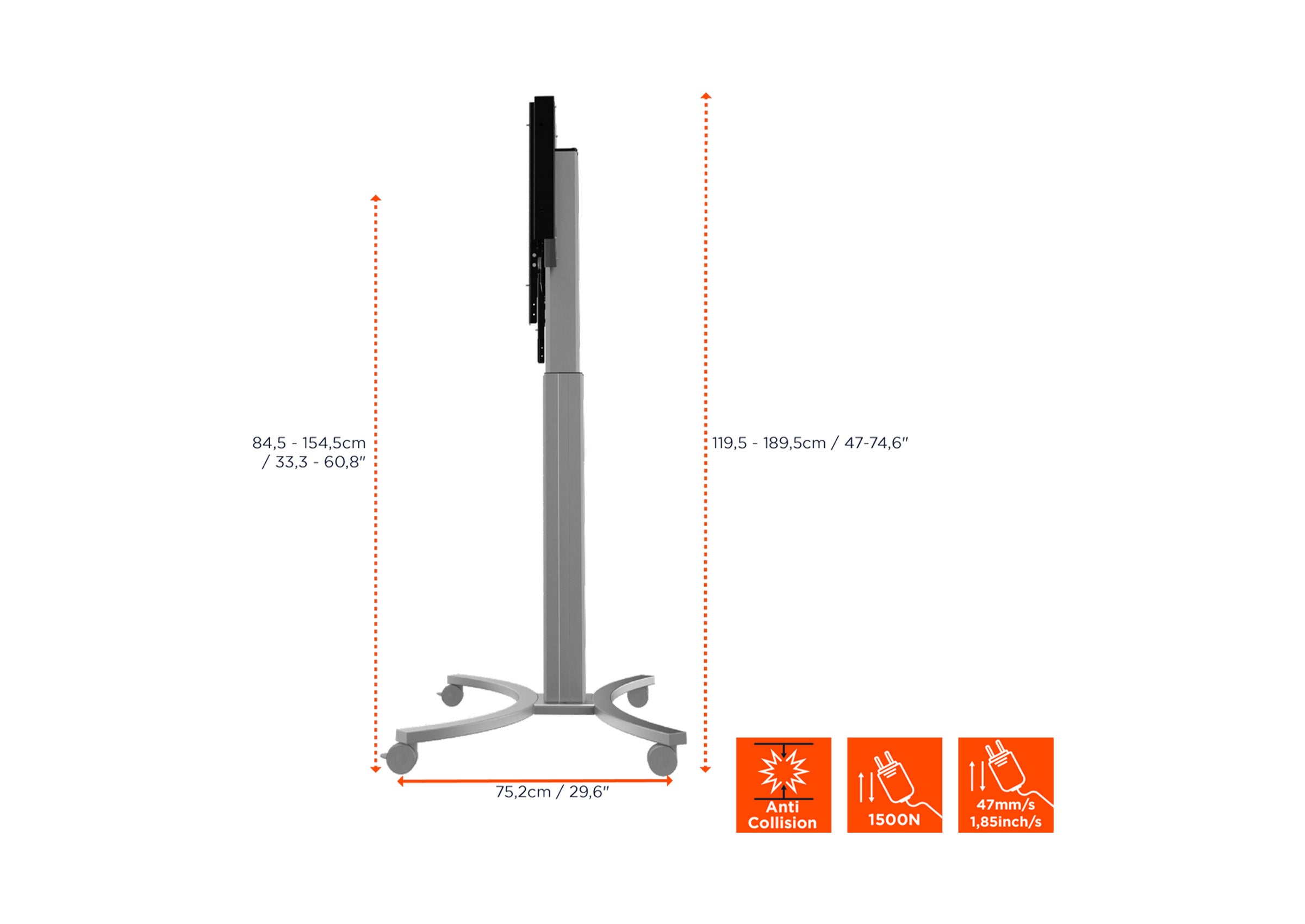 celexon Expert electric height adjustable display trolley Adjust-4286MS