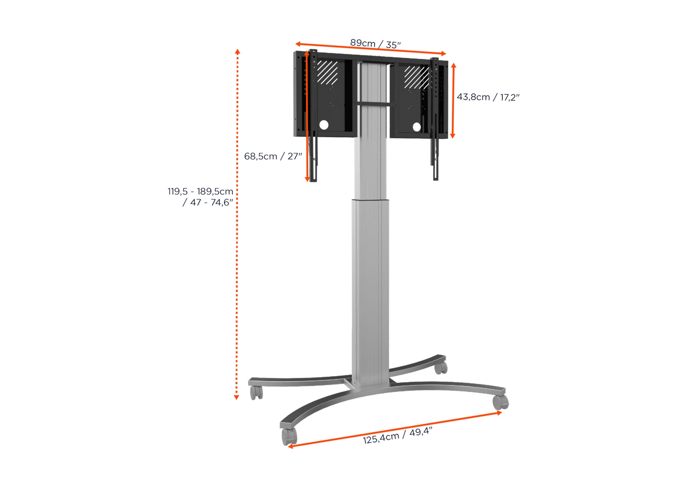 celexon Expert electric height adjustable display trolley Adjust-4286MS