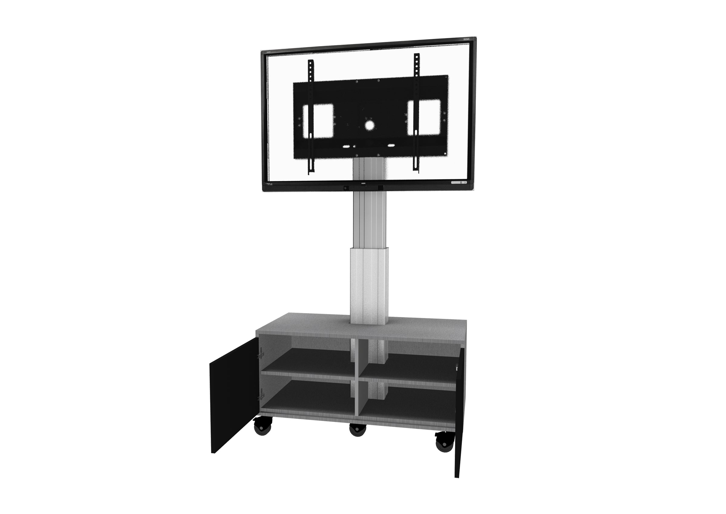 celexon Expert electrically height-adjustable display trolley Adjust-4286MS with cabinet