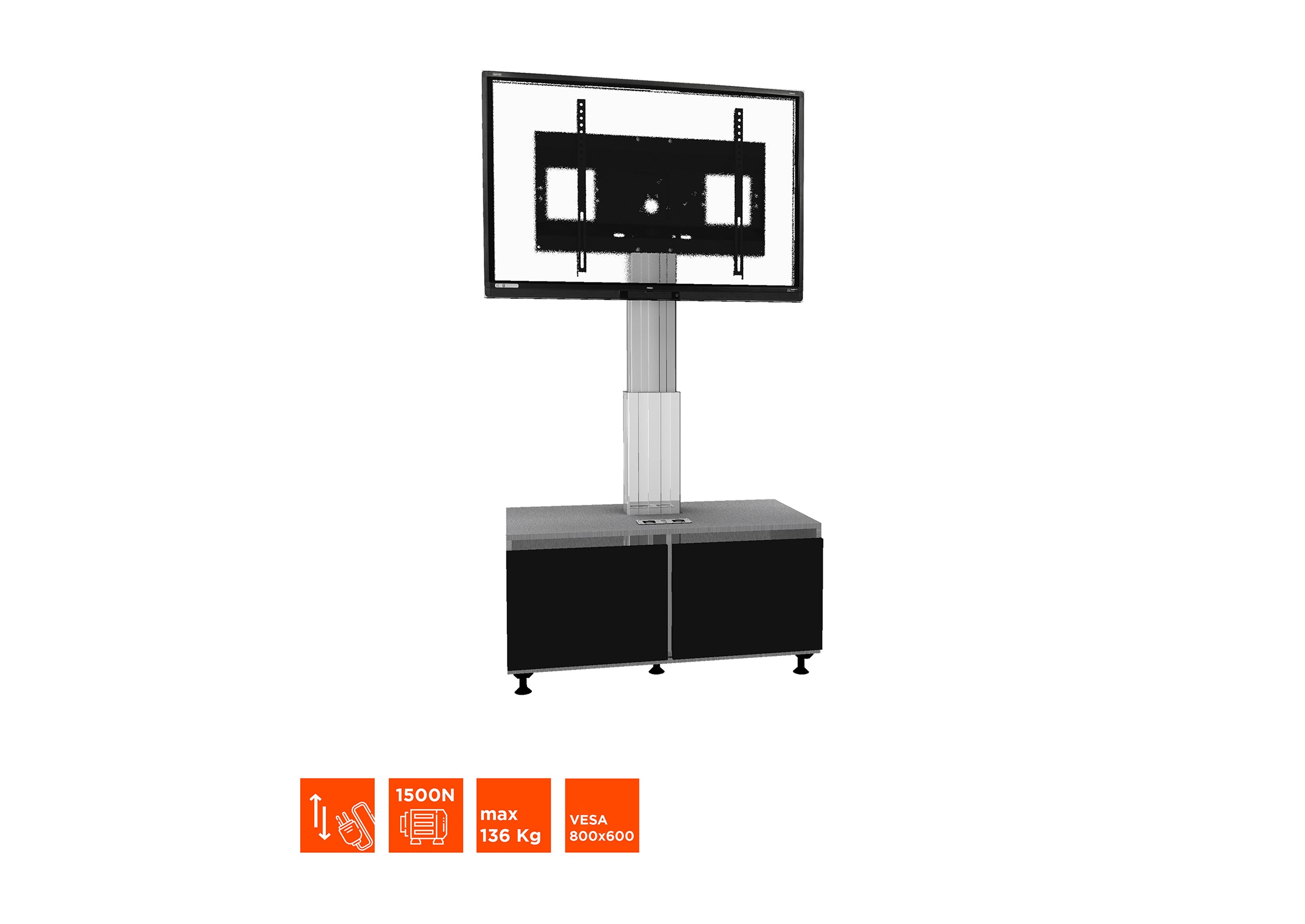 celexon Expert electrically height-adjustable display trolley Adjust-4286MS with cabinet