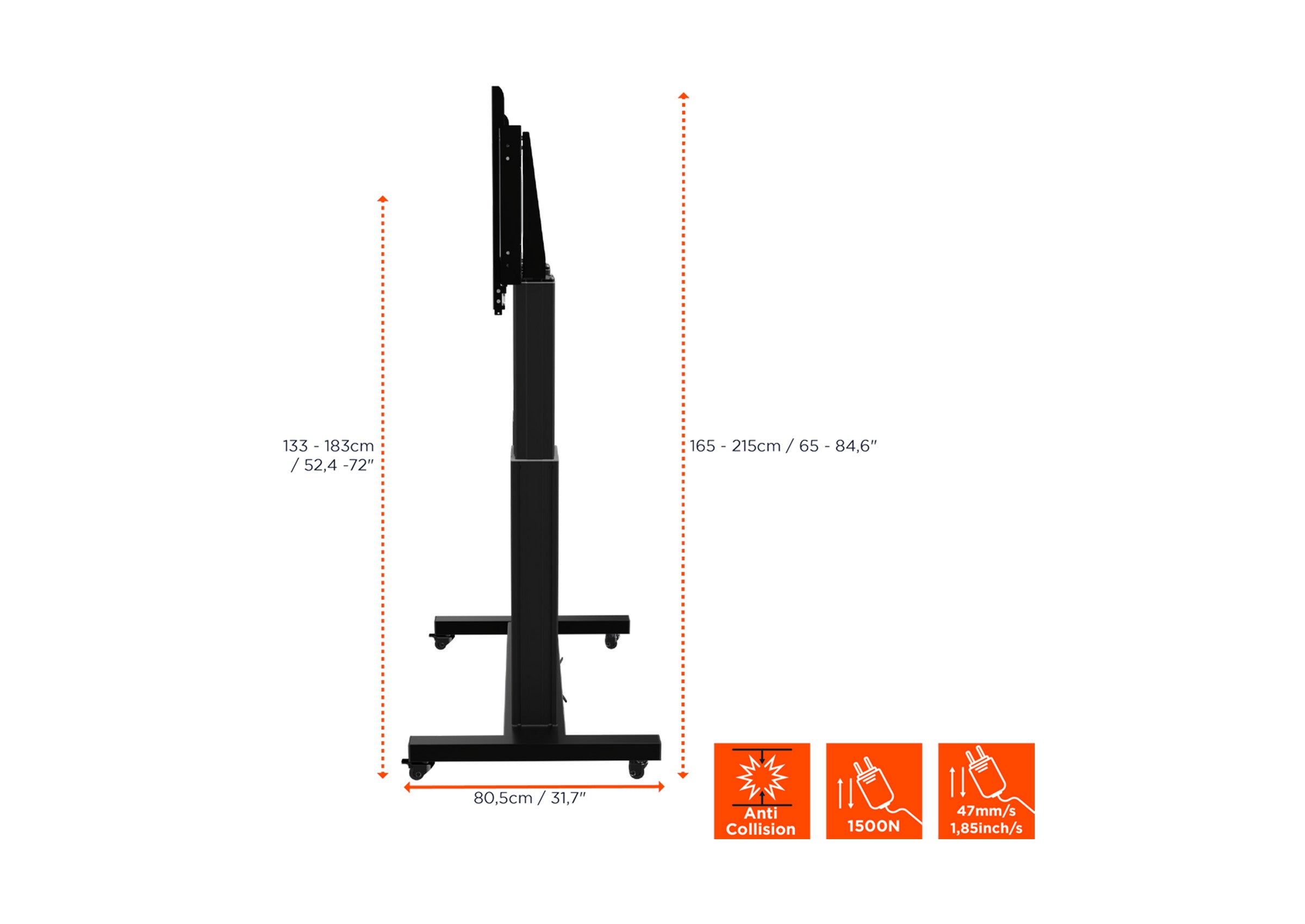 celexon Expert electrically height-adjustable display trolley Adjust-70120MB- 50cm