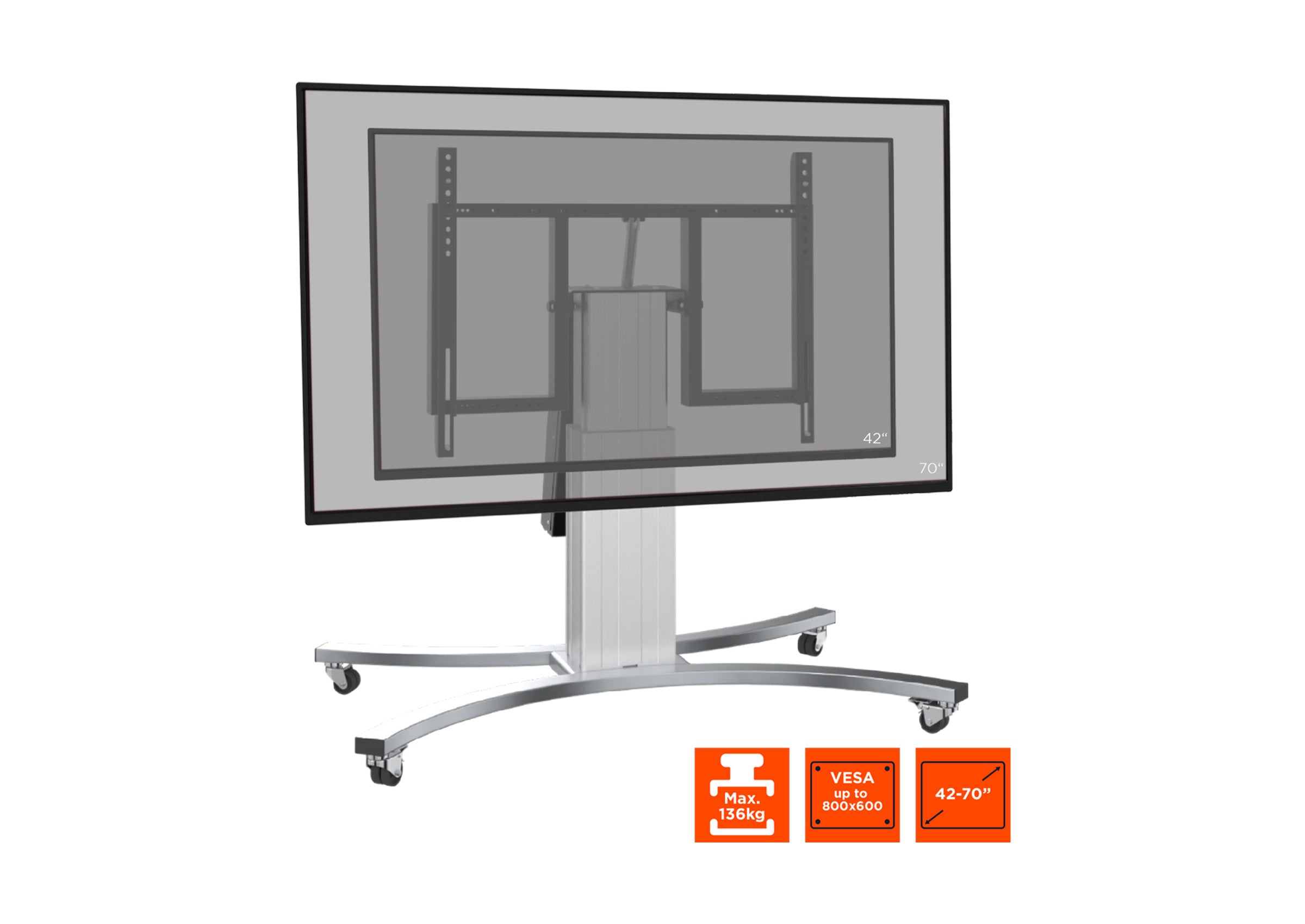 celexon Expert electrically height-adjustable display trolley Adjust-VS with tilt function