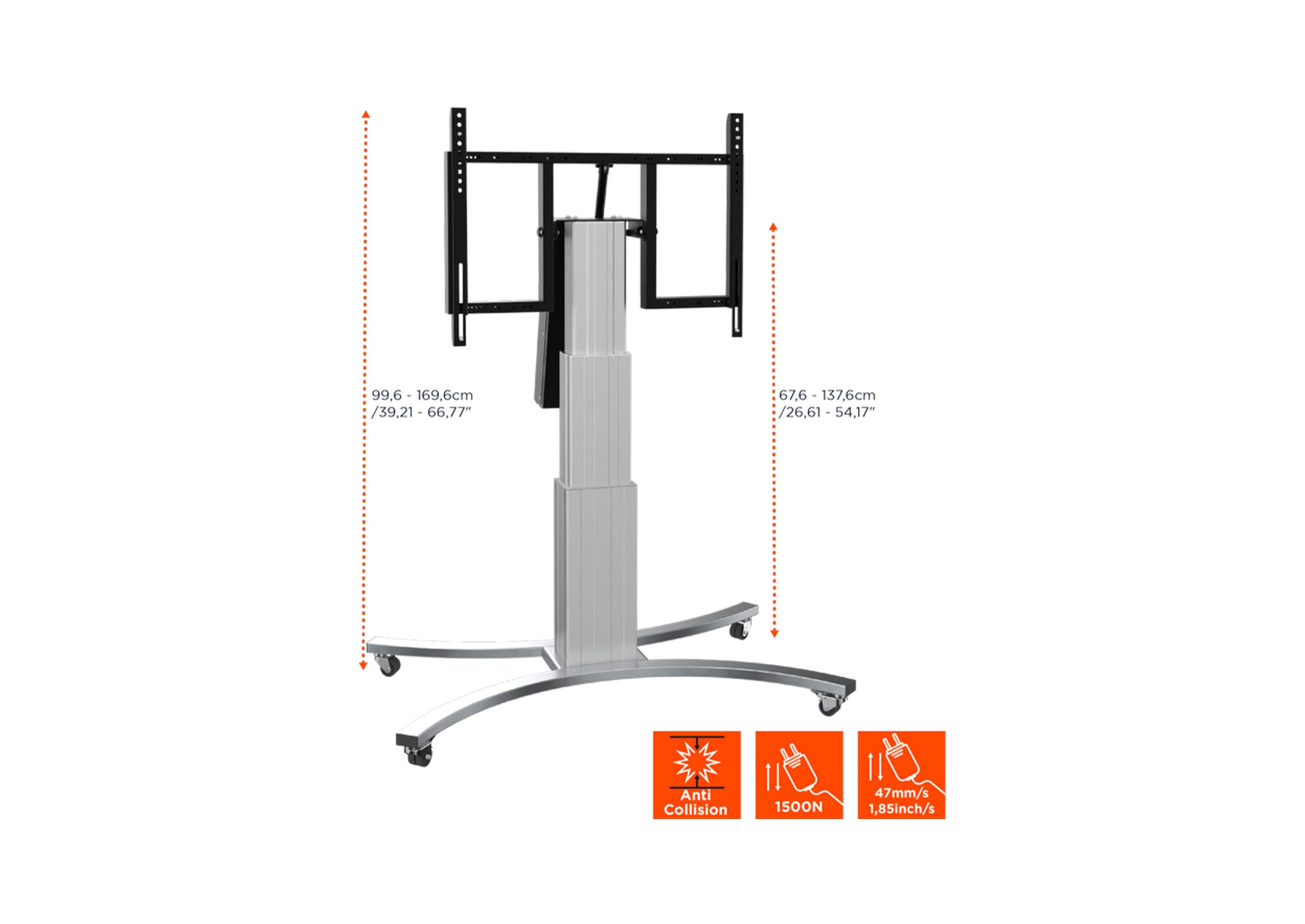 celexon Expert electrically height-adjustable display trolley Adjust-VS with tilt function