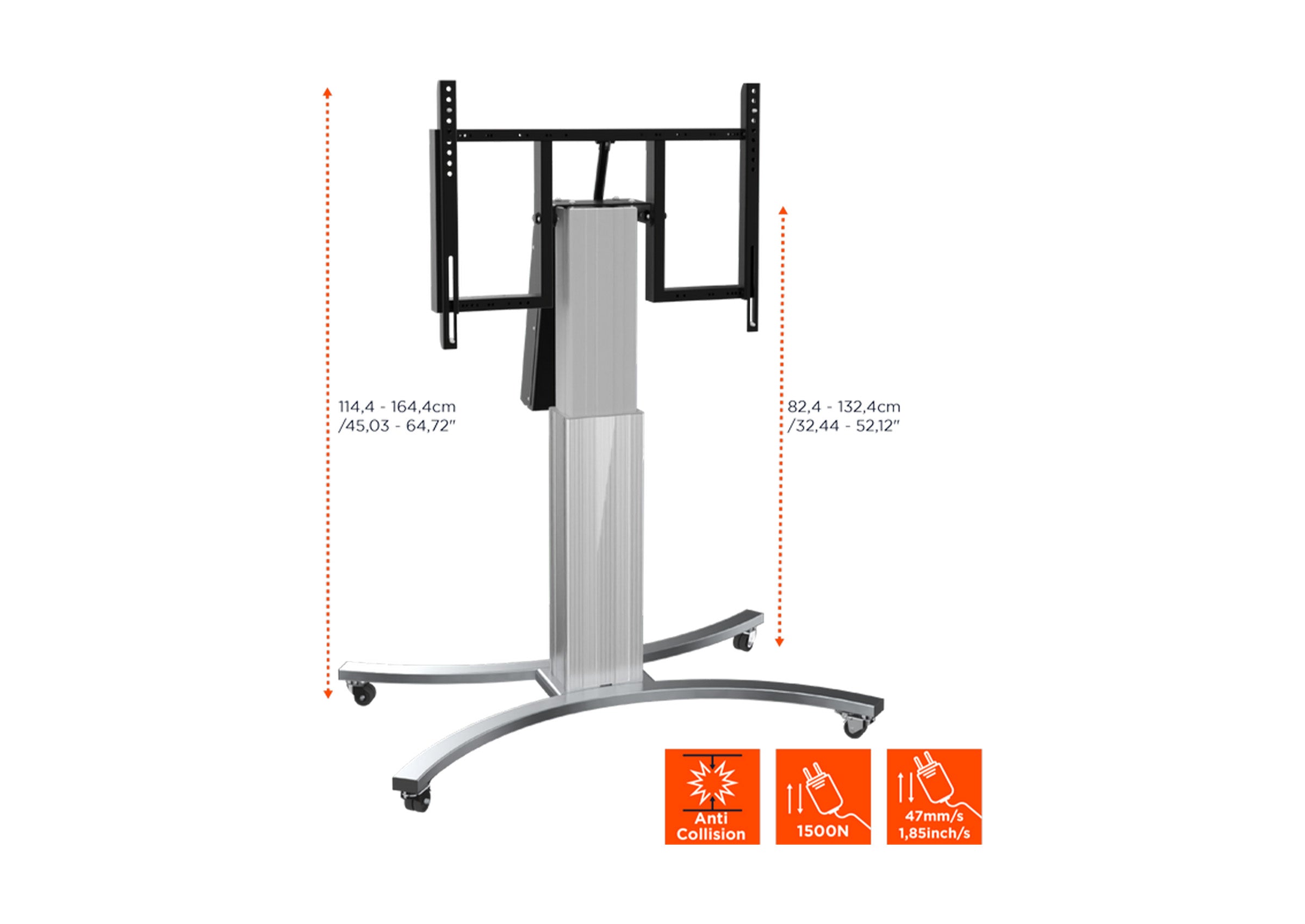 celexon Expert electrically height-adjustable display trolley Adjust-VS with tilt function