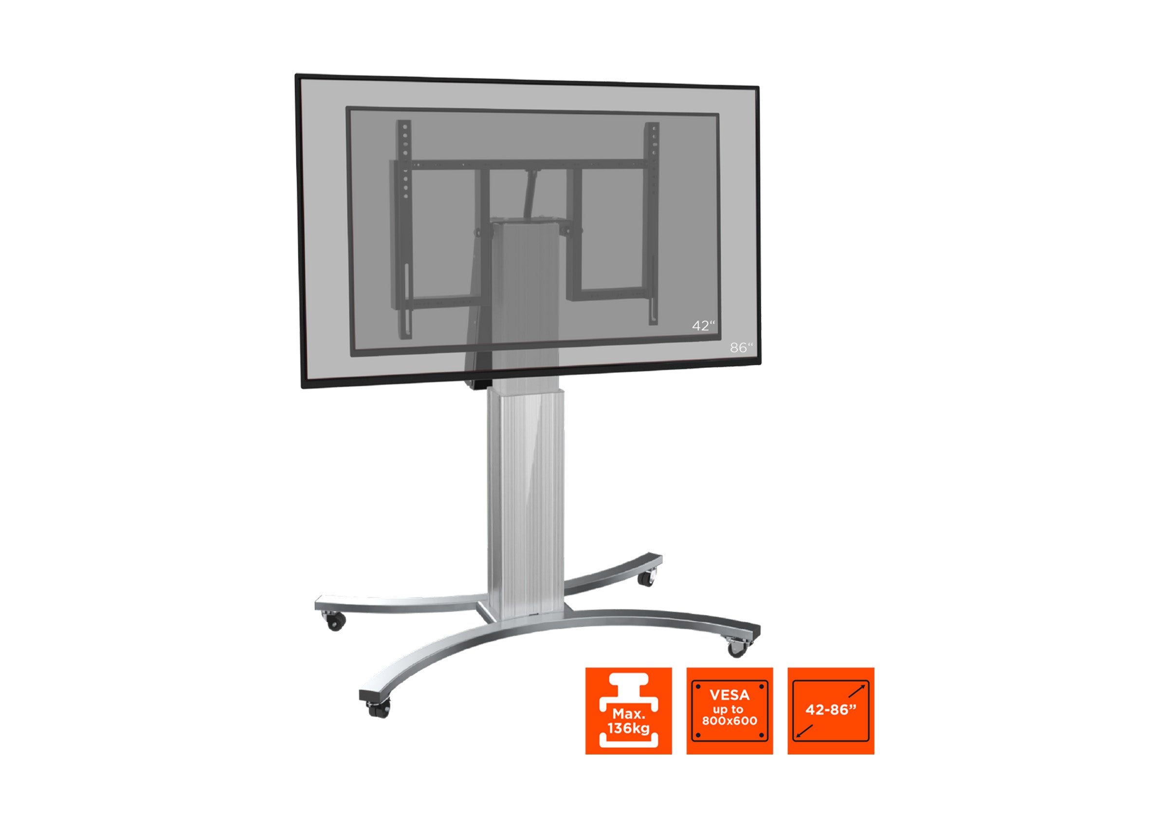 celexon Expert electrically height-adjustable display trolley Adjust-VS with tilt function