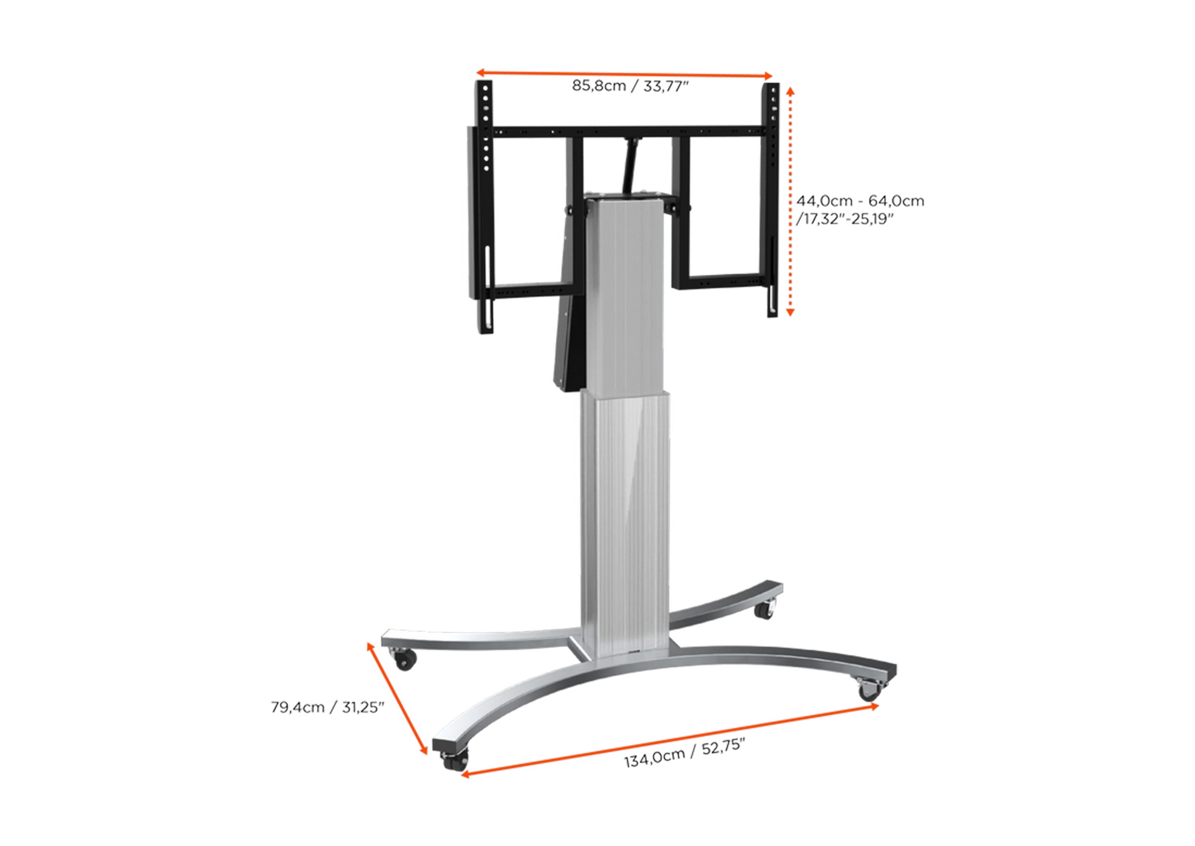 celexon Expert electrically height-adjustable display trolley Adjust-VS with tilt function