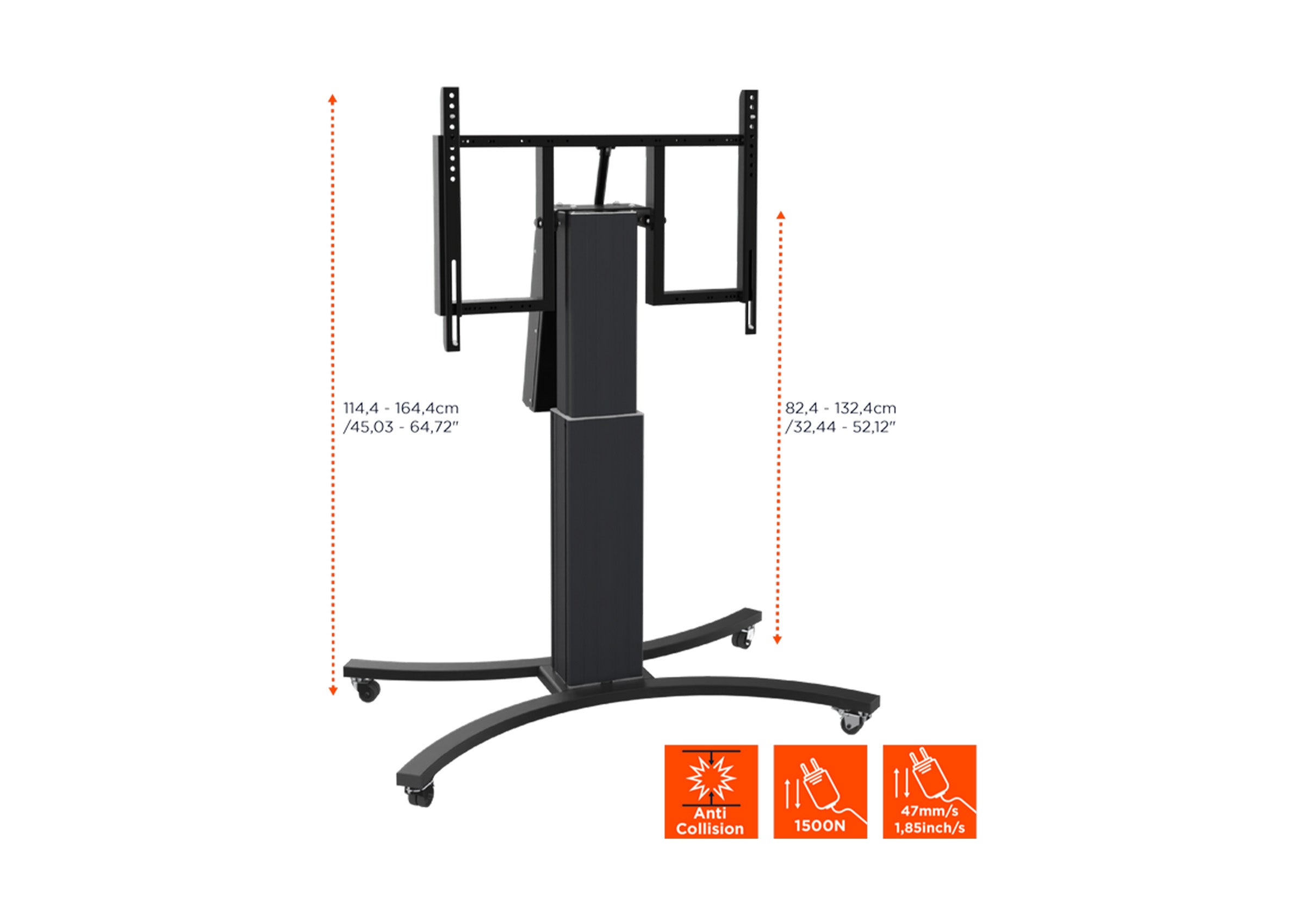 celexon Expert electrically height-adjustable display trolley Adjust-VB with tilt function