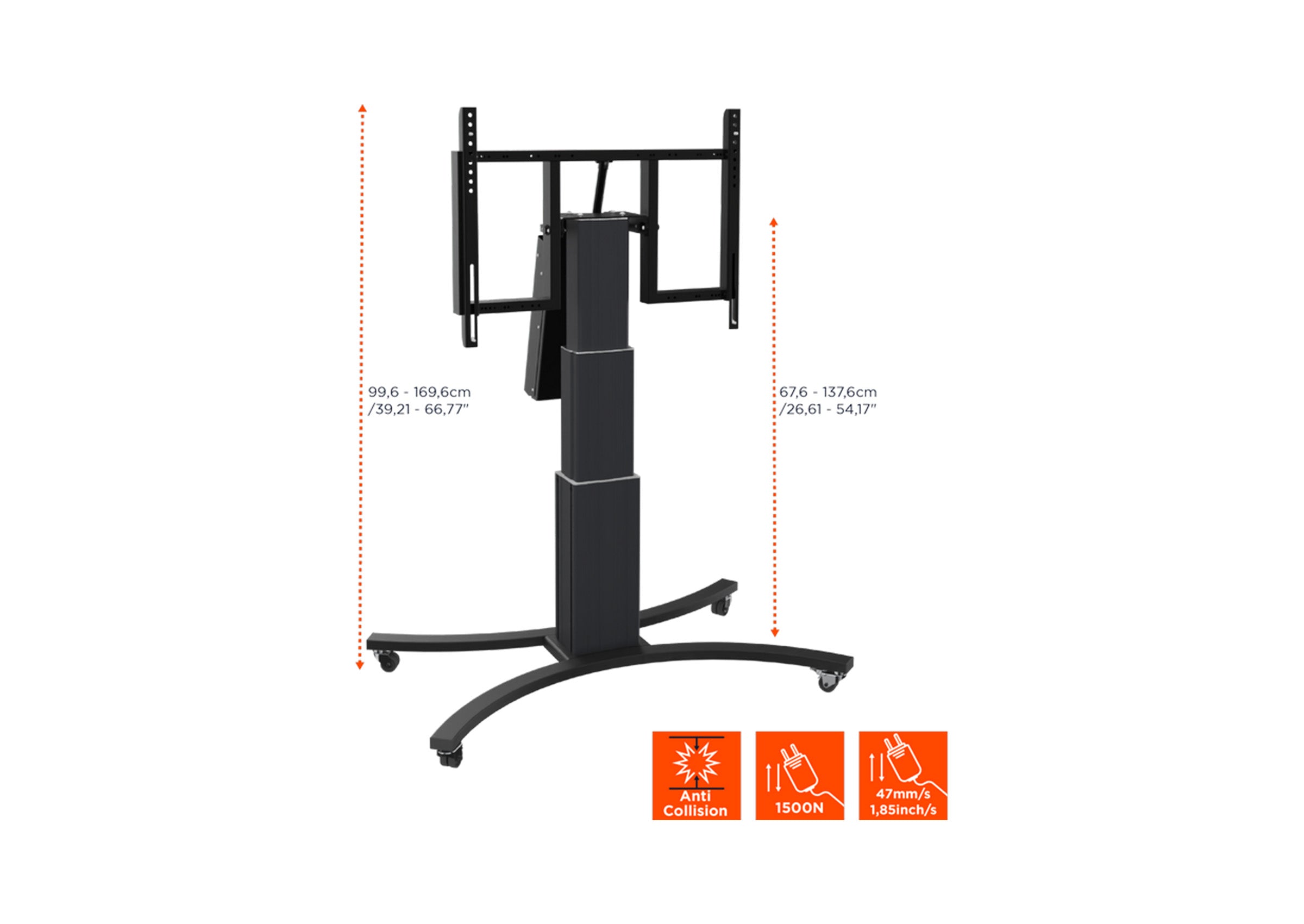 celexon Expert electrically height-adjustable display trolley Adjust-VB with tilt function