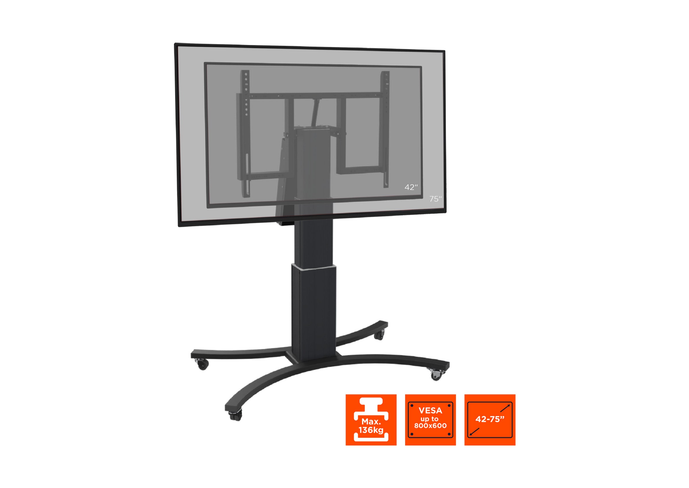 celexon Expert electrically height-adjustable display trolley Adjust-VB with tilt function