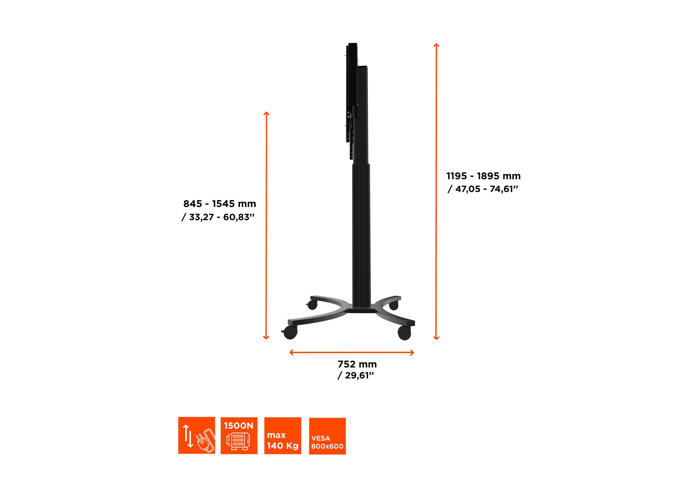 celexon Expert electrically height-adjustable display trolley for Samsung Flip