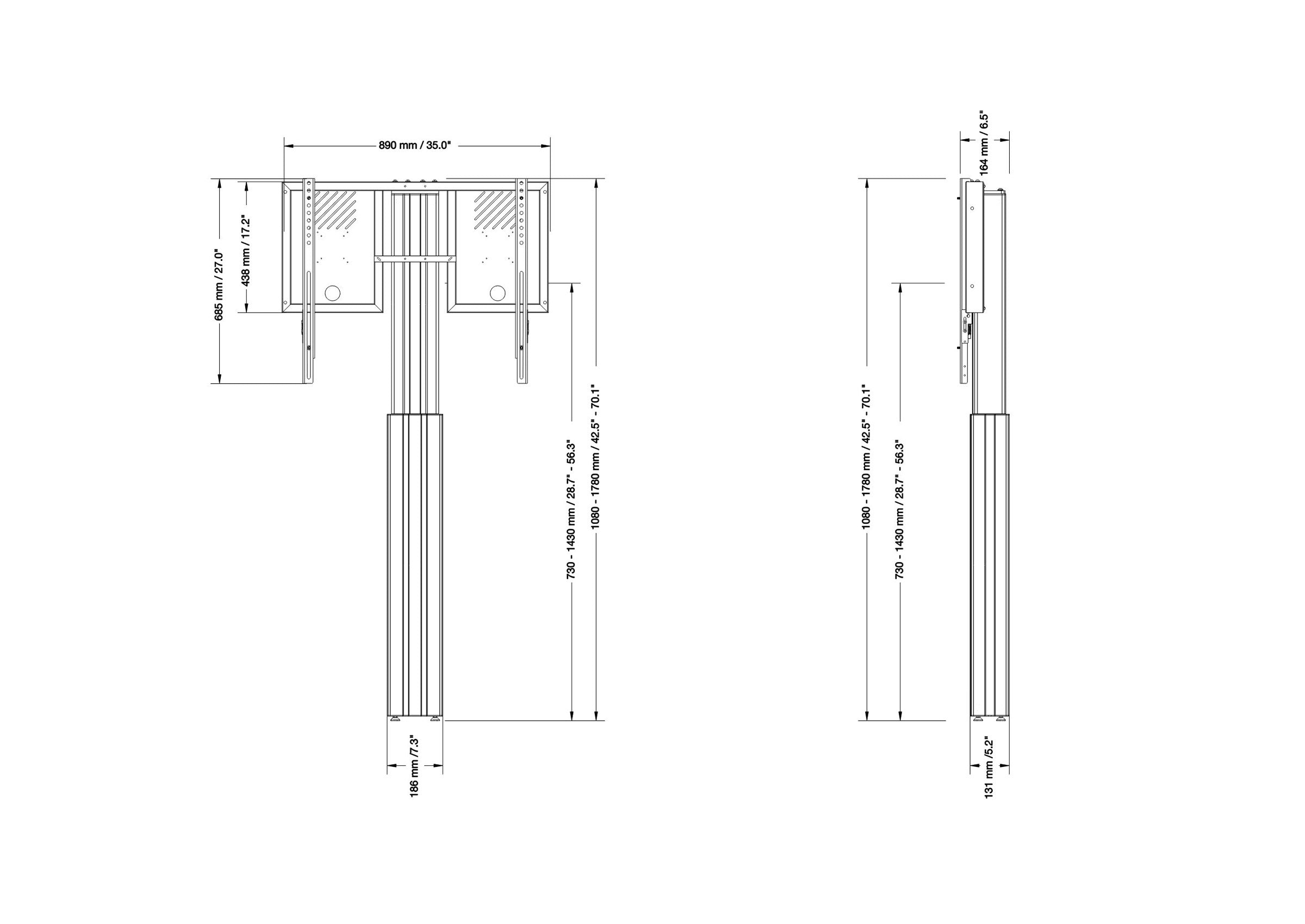 celexon Expert electric height adjustable display stand Adjust-4286WS with wall mounting