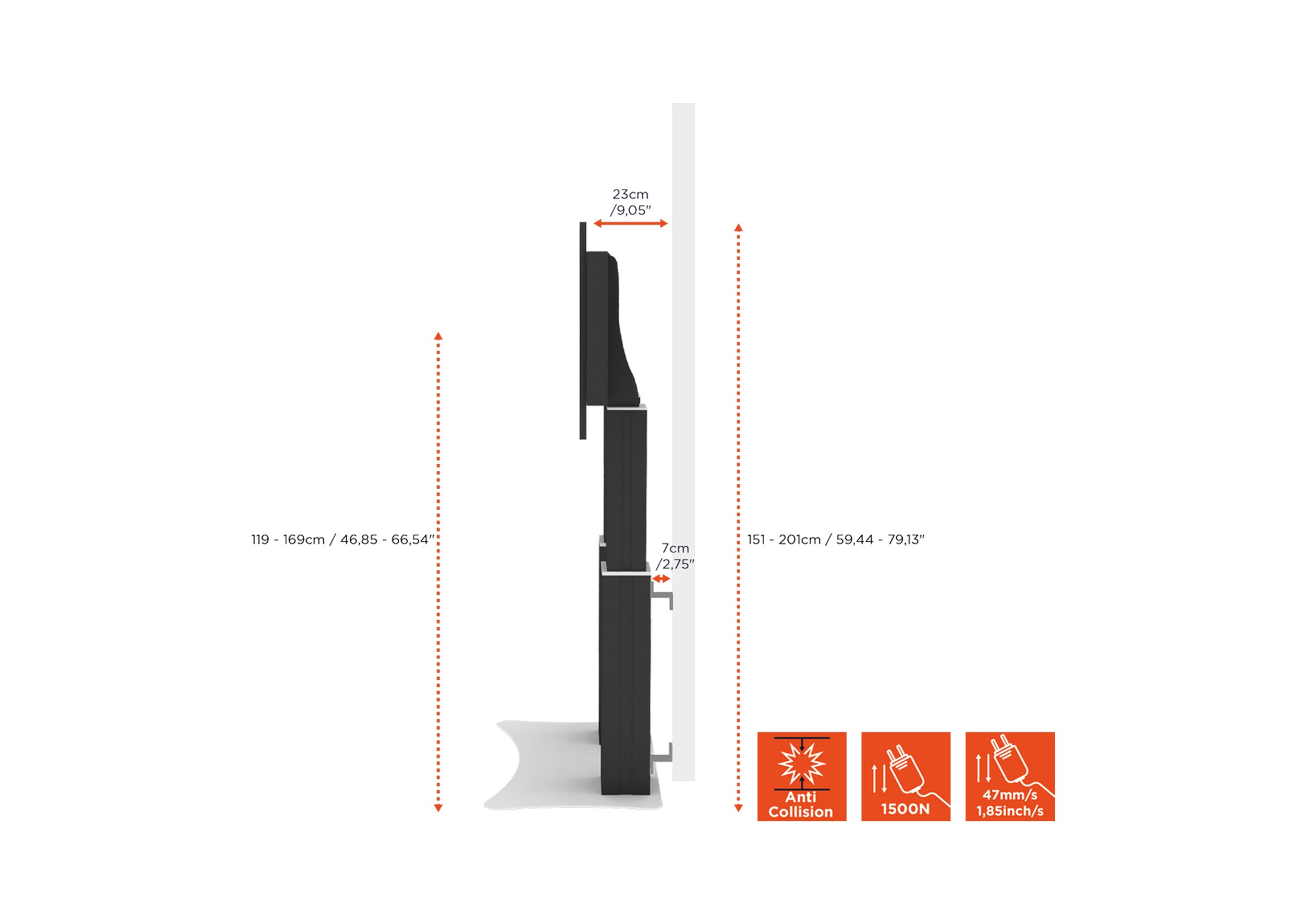 celexon Expert electrically height-adjustable display stand Adjust-70120PB - 50cm