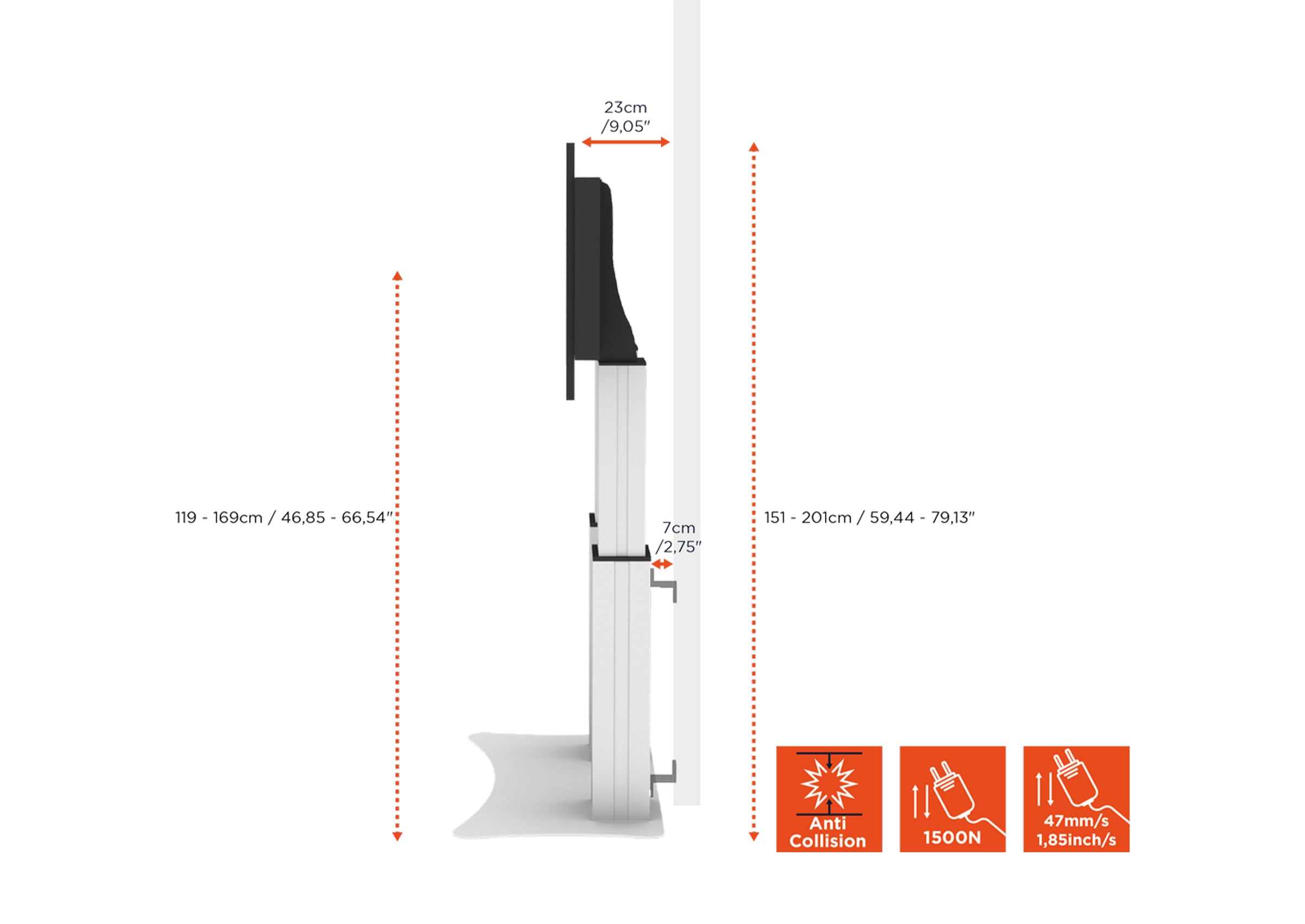 celexon Expert electric height-adjustable display stand Adjust-70120PS - 50cm