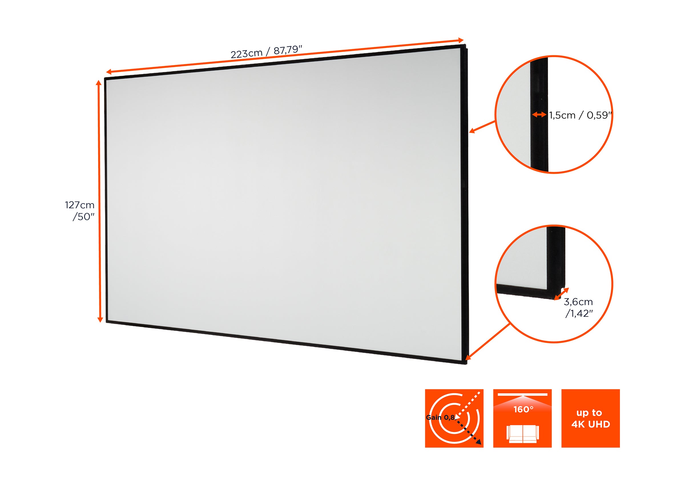 celexon HomeCinema High Contrast Frame Projector Screen - Dynamic Slate ALR