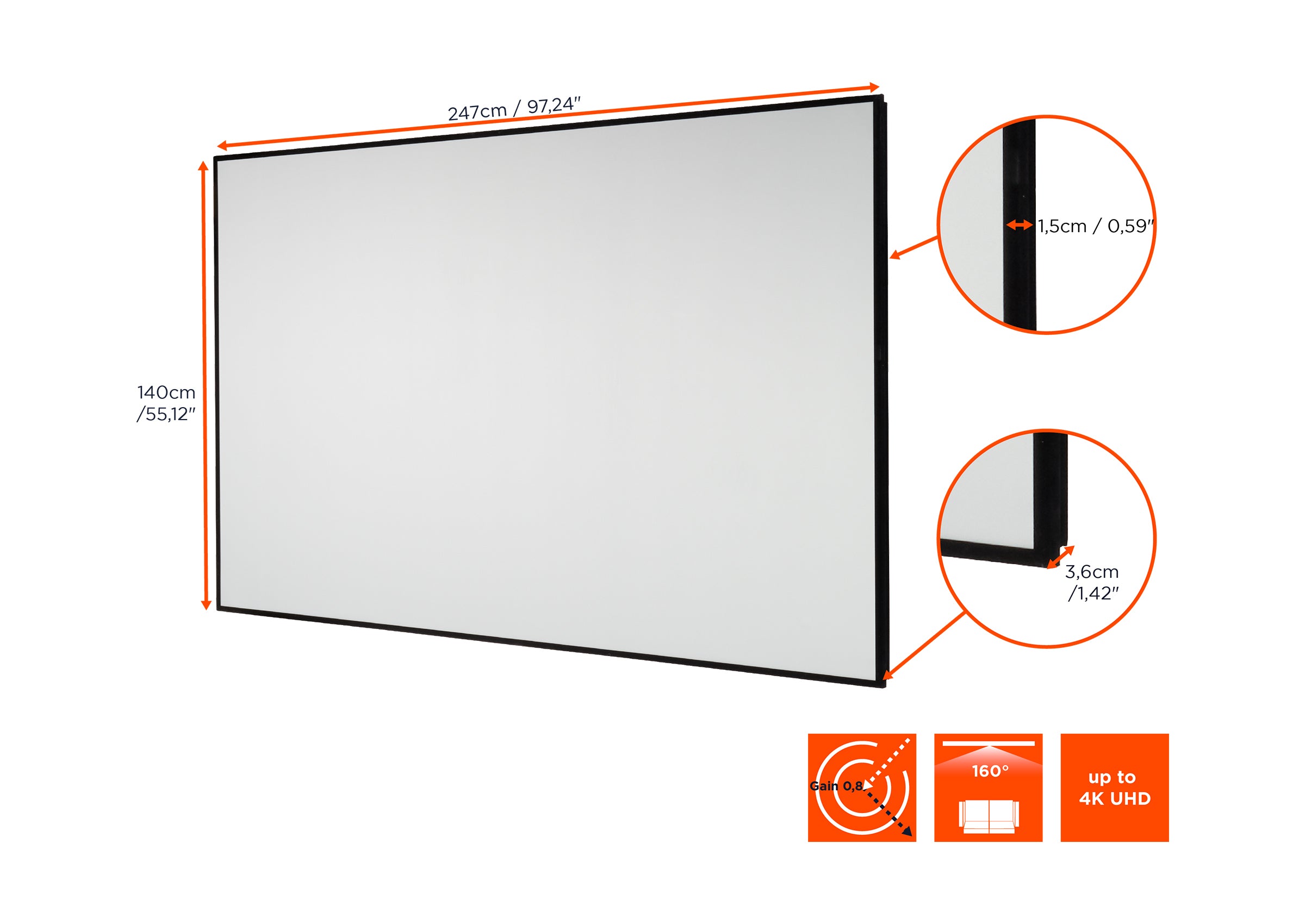 celexon HomeCinema High Contrast Frame Projector Screen - Dynamic Slate ALR