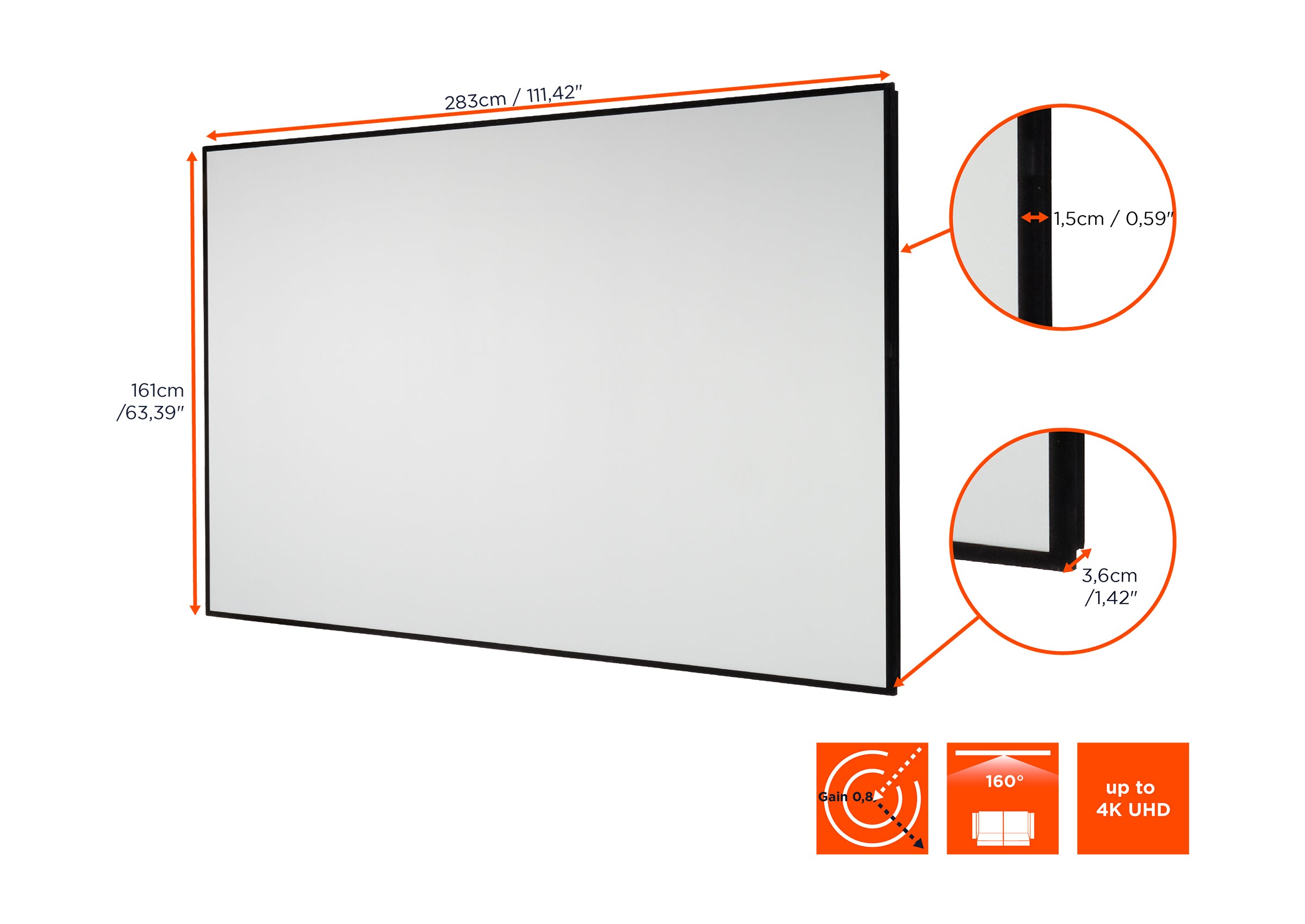 celexon HomeCinema High Contrast Frame Projector Screen - Dynamic Slate ALR