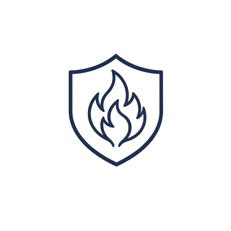 Icon of a sign with a flame inside it