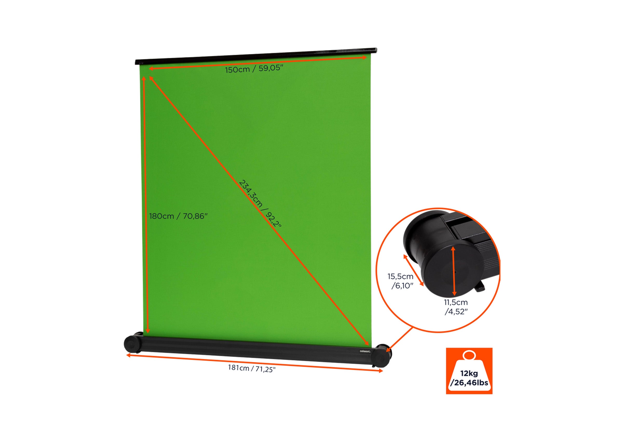 celexon Mobile Chroma Key Green Screen 150 x 180cm