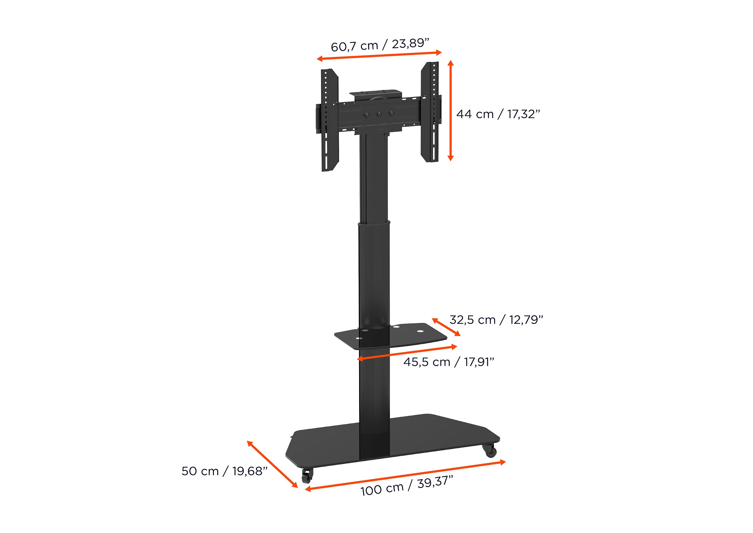 celexon Professional height-adjustable display trolley Adjust-3770MP