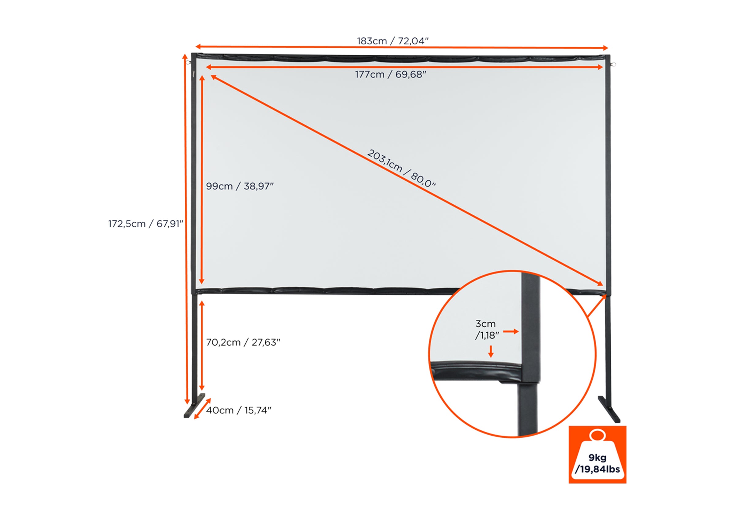 celexon Basic Line Mobile Folding Frame Screen