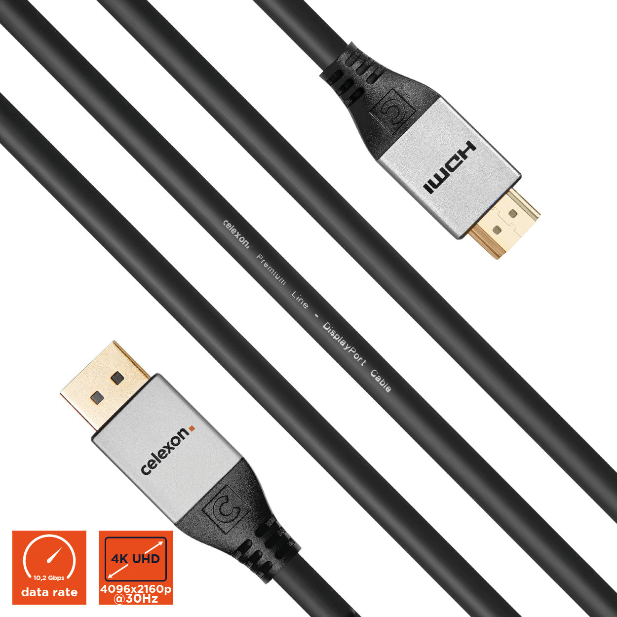 celexon DisplayPort auf HDMI Kabel 4K - Professional Line