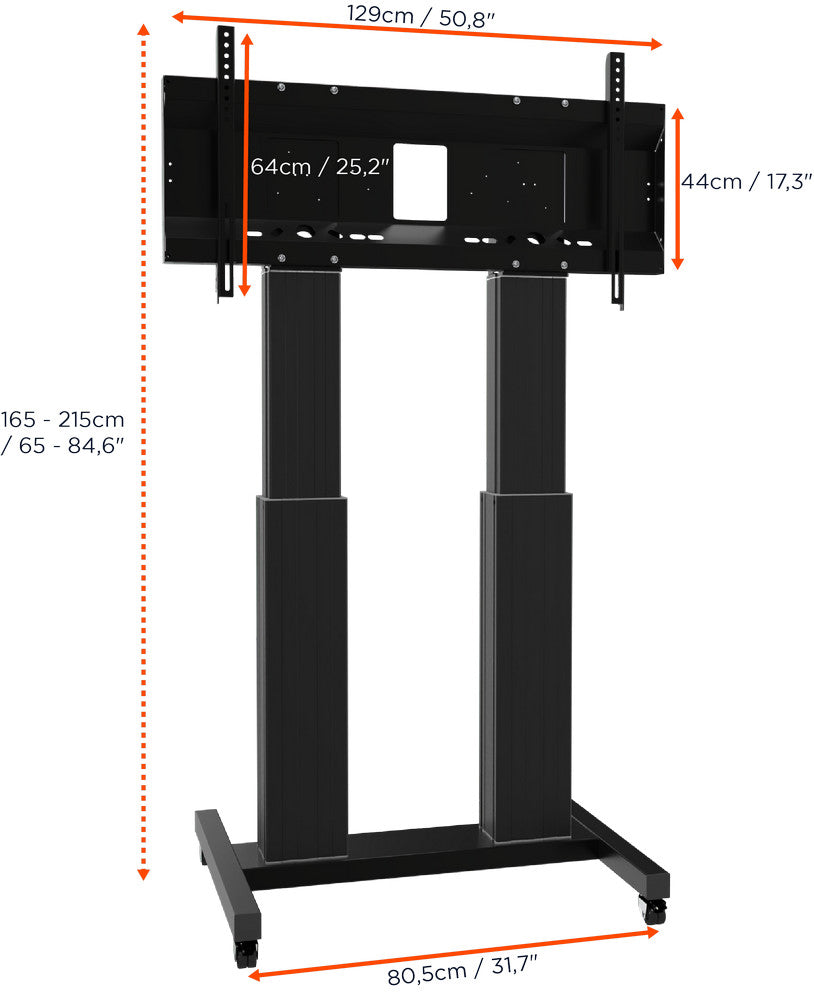 celexon Expert elektrisch höhenverstellbarer Display-Rollwagen Adjust-70120MB- 50cm