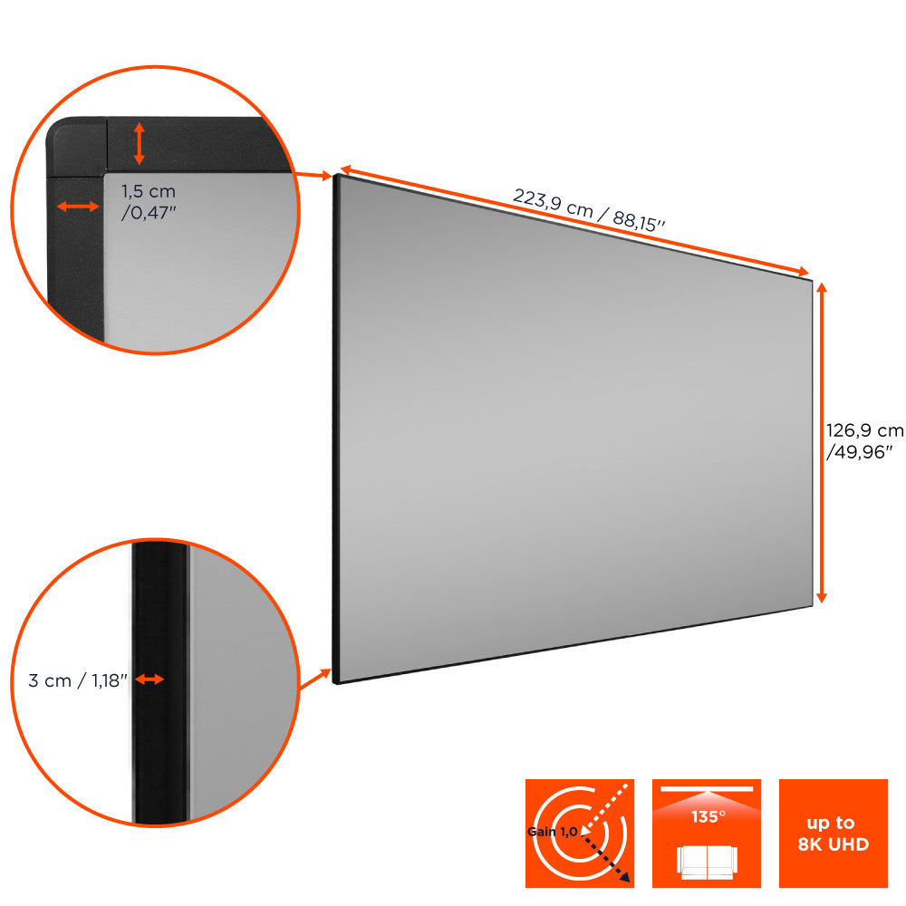 celexon HomeCinema UST Hochkontrast-Rahmenleinwand BrightOnyx