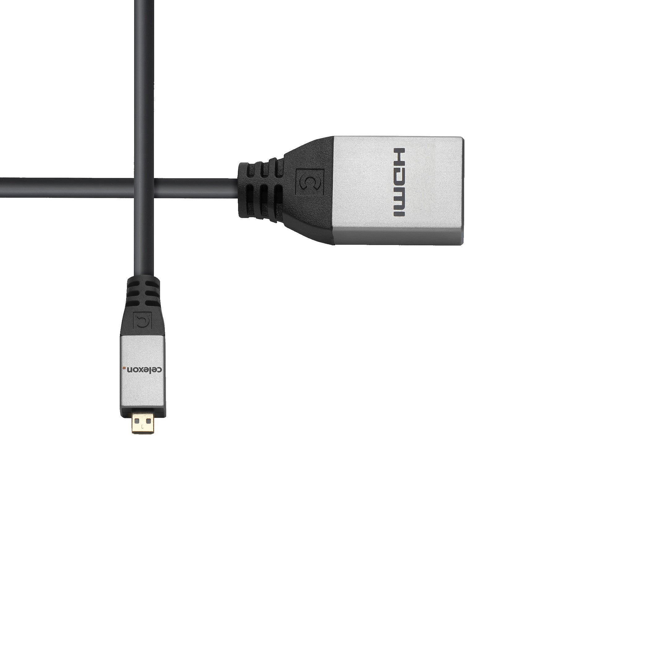 celexon Micro HDMI auf HDMI M/F Adapter mit Ethernet - 2.0a/b 4K 0,25m - Professional Line