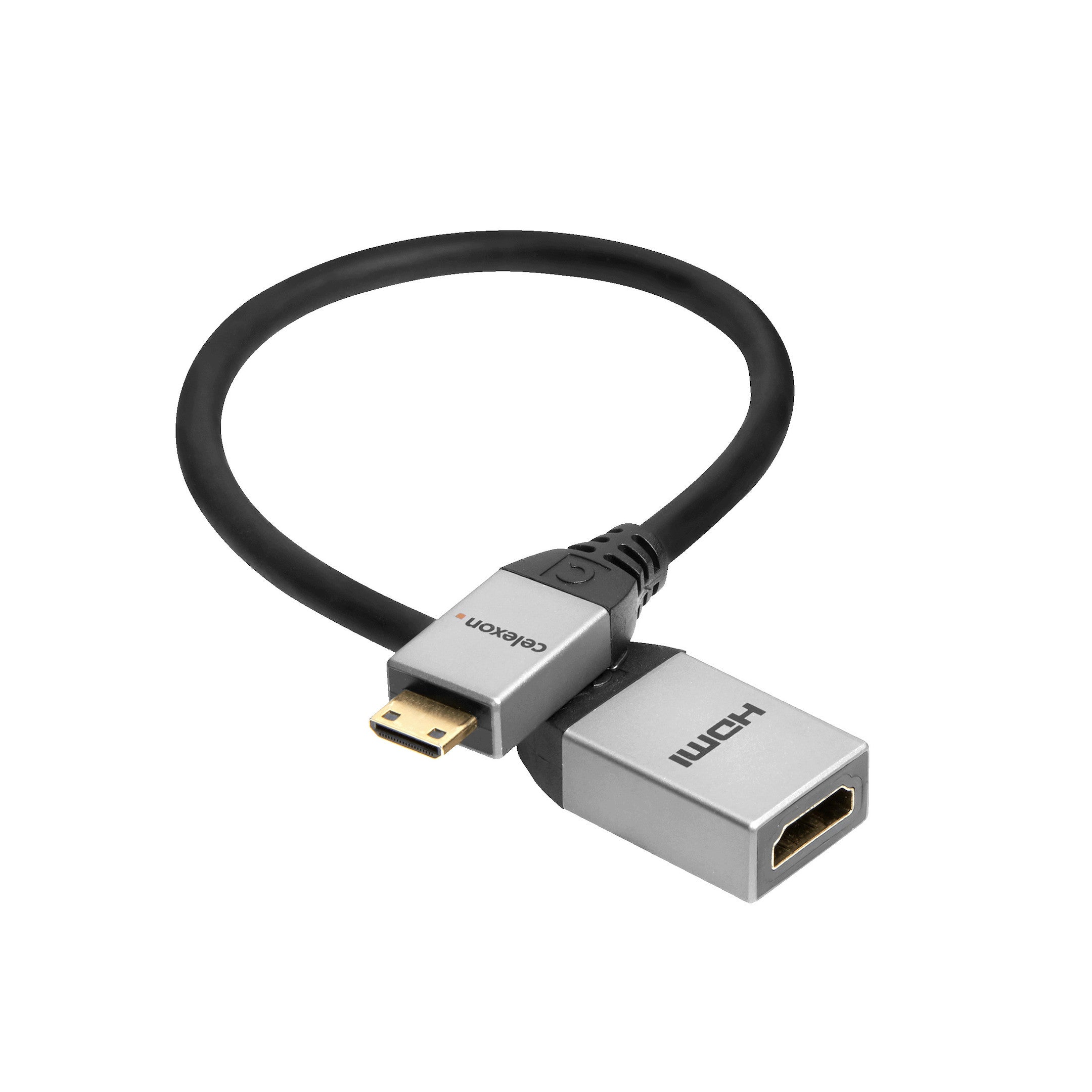 celexon Mini HDMI auf HDMI M/F Adapter mit Ethernet - 2.0a/b 4K 0,25m - Professional Line