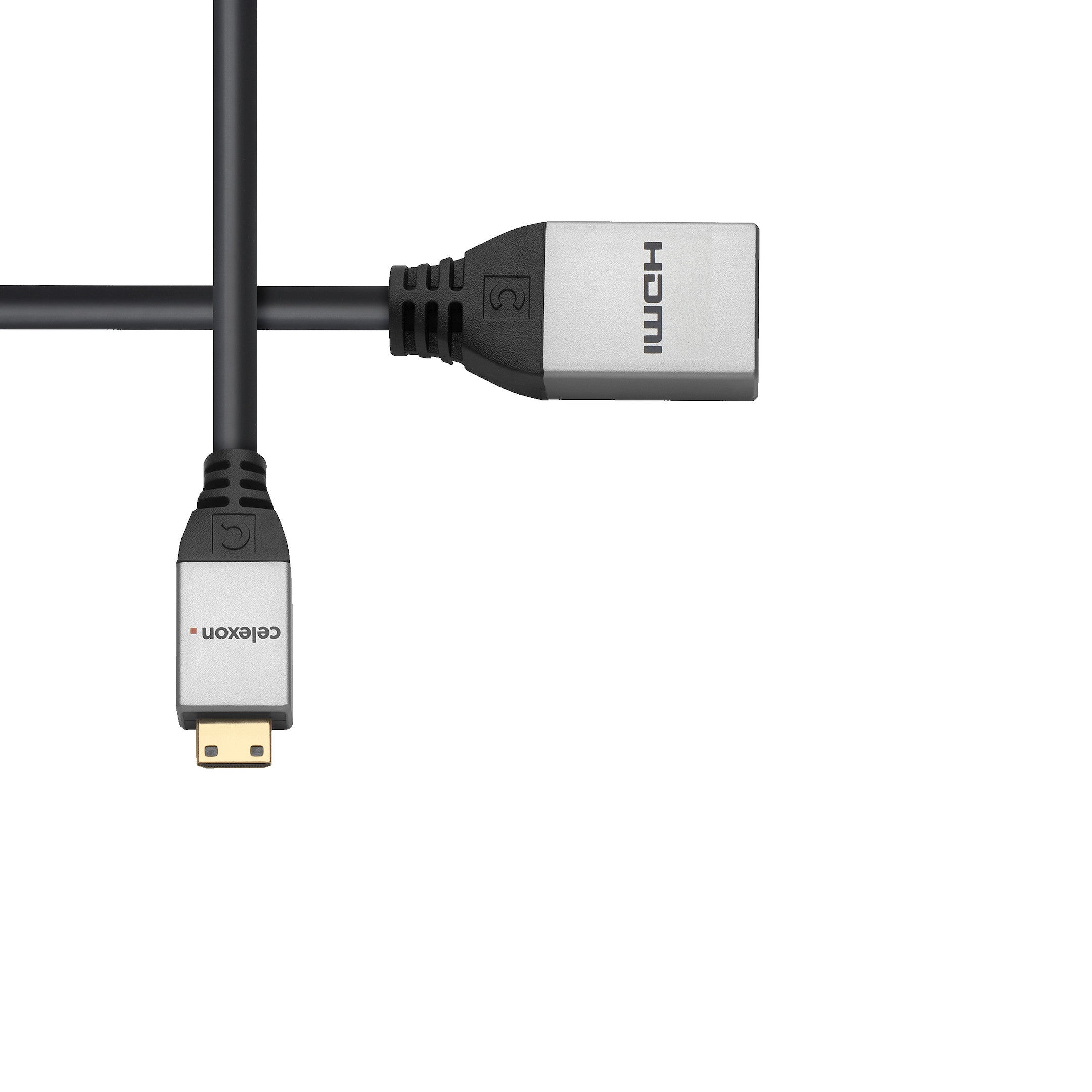 celexon Mini HDMI auf HDMI M/F Adapter mit Ethernet - 2.0a/b 4K 0,25m - Professional Line