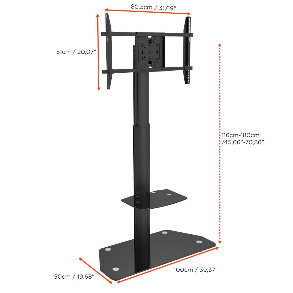 Support mobile/fixe celexon PRO Adjust-3270MP réglable en hauteur manuellement - 32’’-70’’ (Portrait / inclinable de 15°)