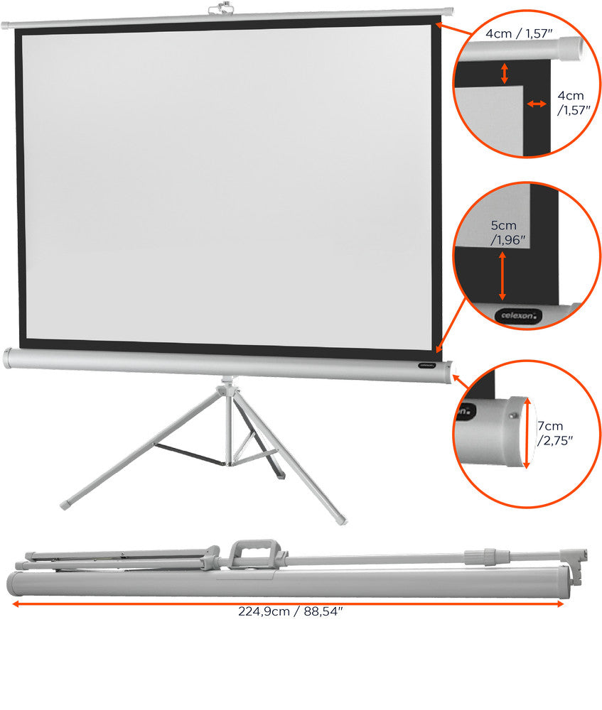 Ecran de projection sur pied celexon Economy - White Edition