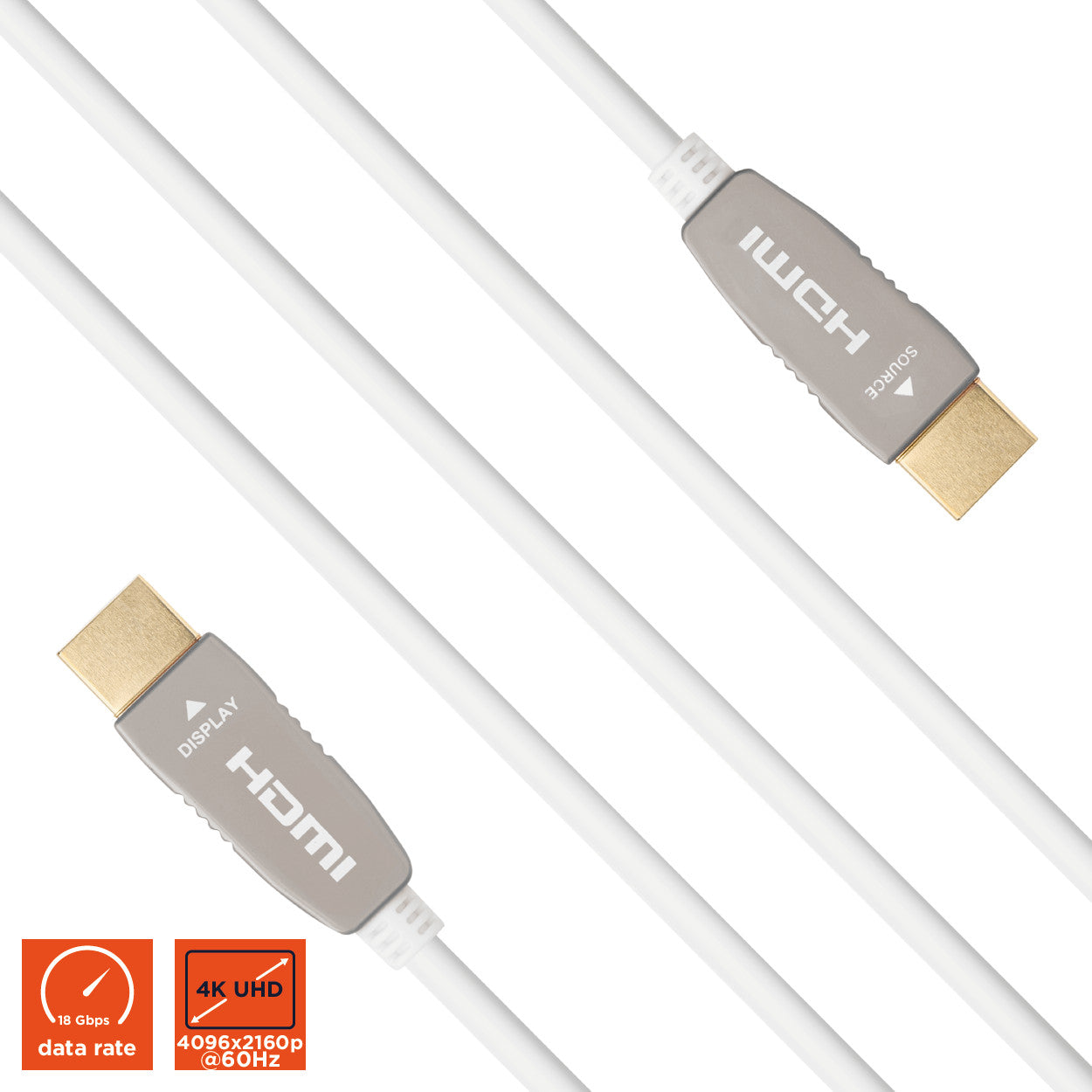 celexon UHD Fibre Optique HDMI 2.0b Câble actif, blanc