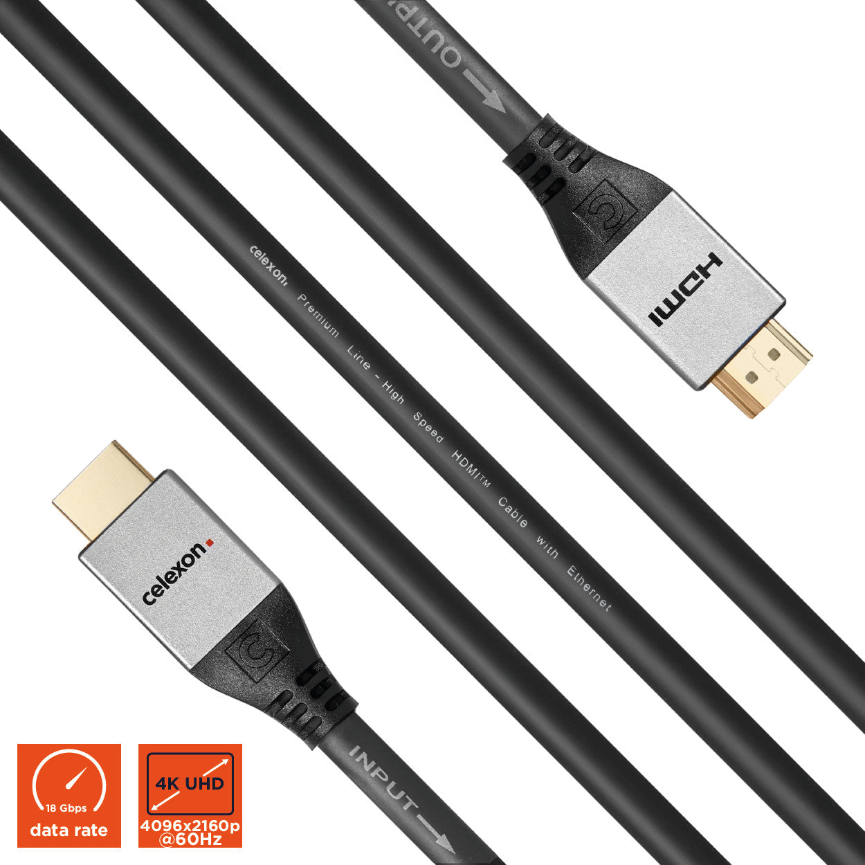 celexon aktives HDMI Kabel mit Ethernet - 2.0a/b 4K - Professional Line