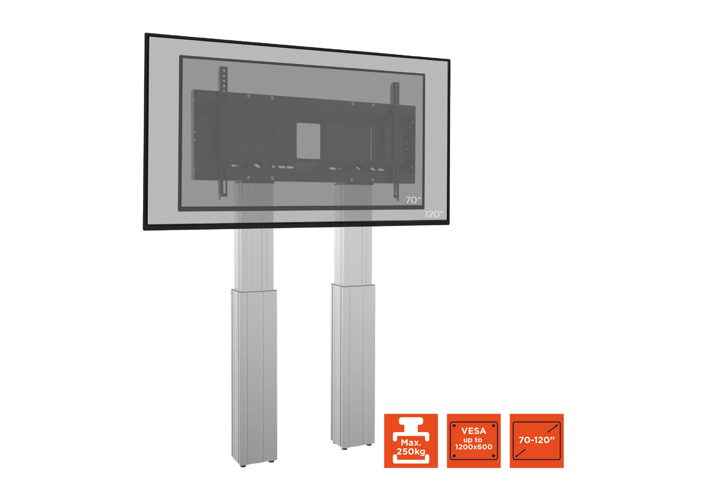 celexon Expert elektrisch höhenverstellbarer Display-Ständer Adjust-70120WS mit Wandbefestigung - 50cm