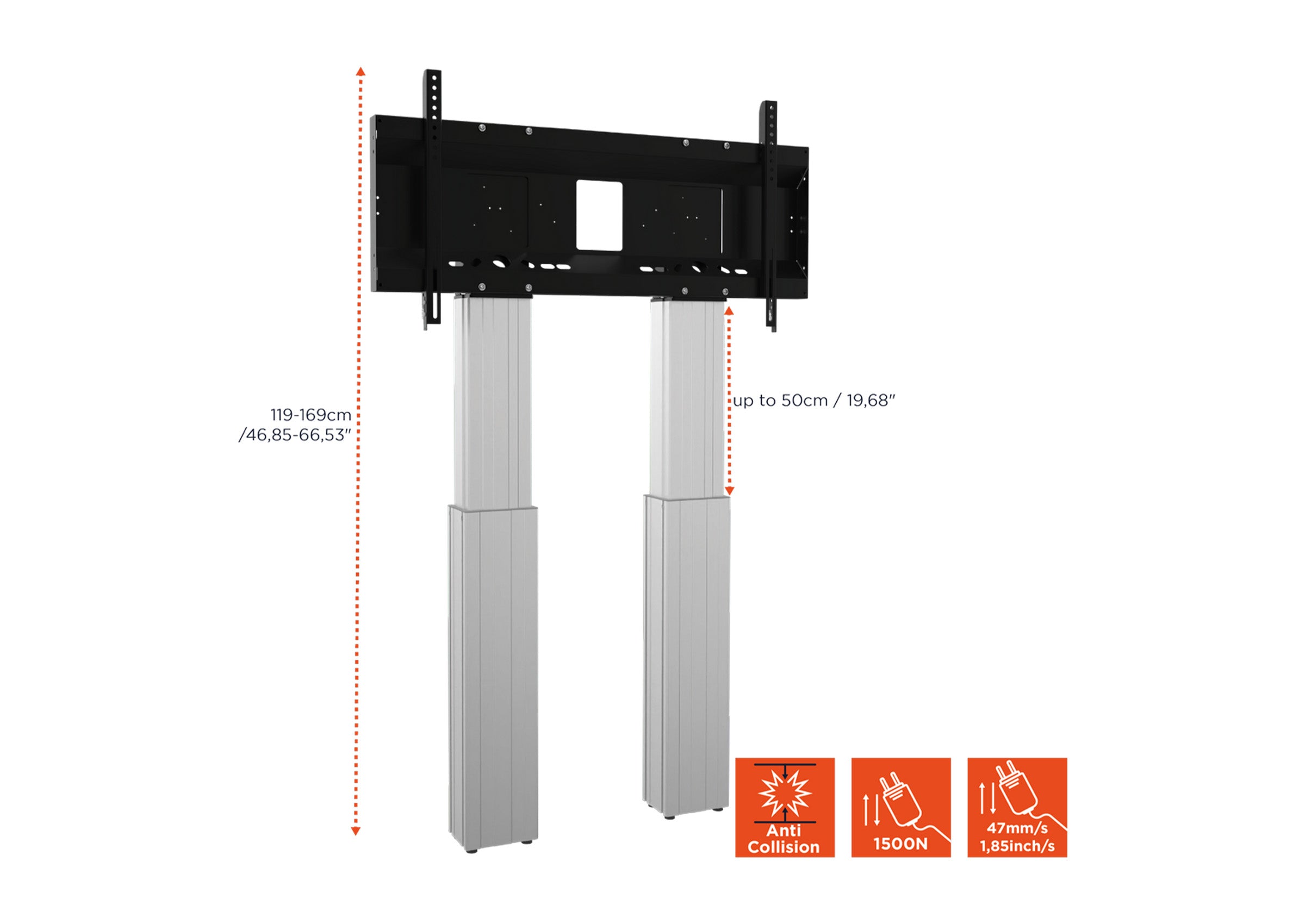 celexon Expert elektrisch höhenverstellbarer Display-Ständer Adjust-70120WS mit Wandbefestigung - 50cm