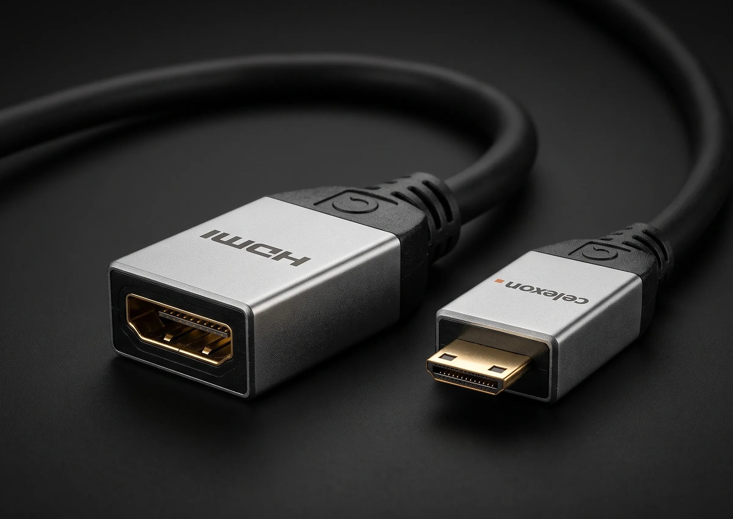 celexon adattatore M/F Mini HDMI a HDMI con Ethernet - 2.0a/b 4K 0,25m - Professional Line