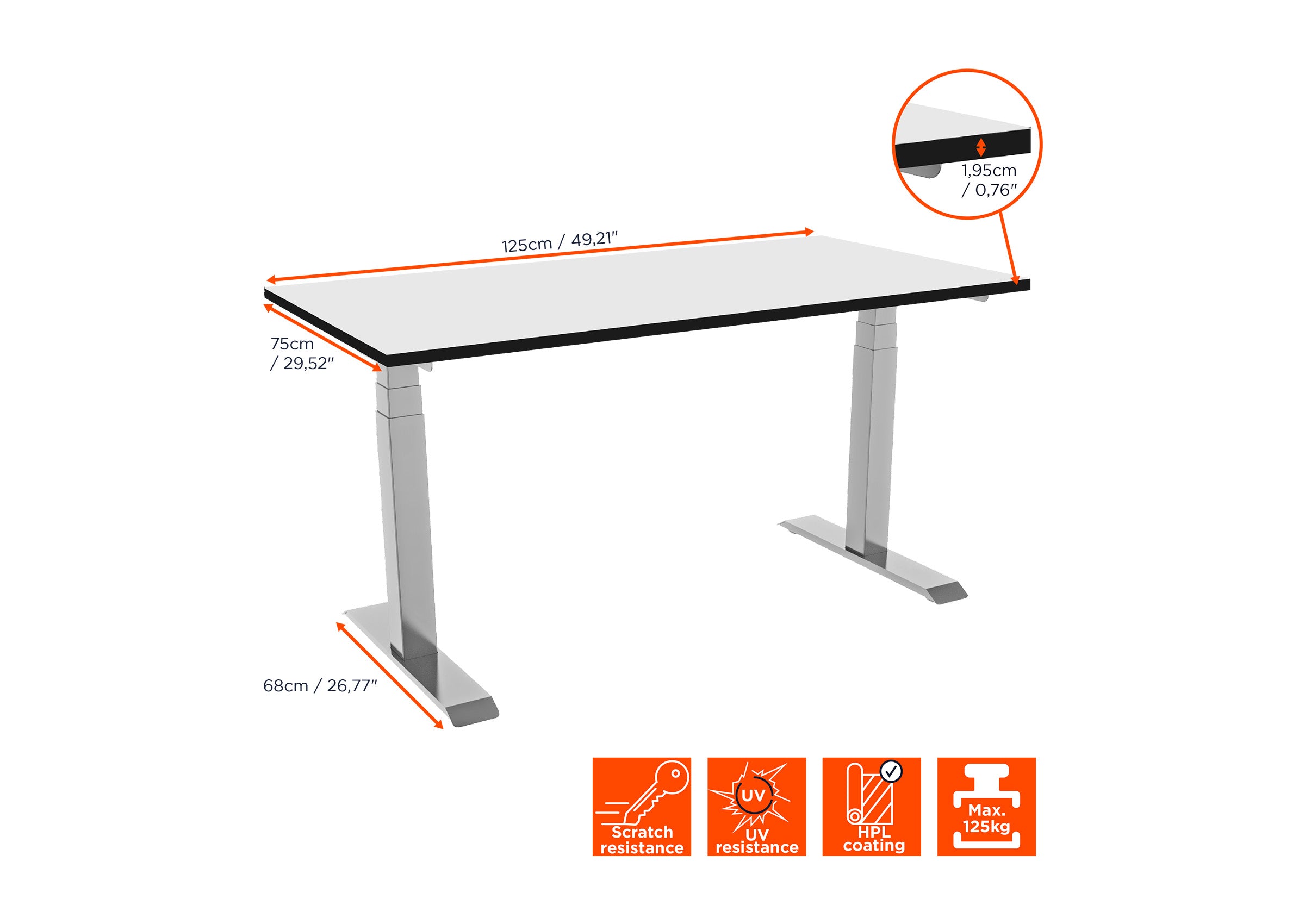 celexon electrically height-adjustable desk Professional eAdjust-58123 - incl. table top