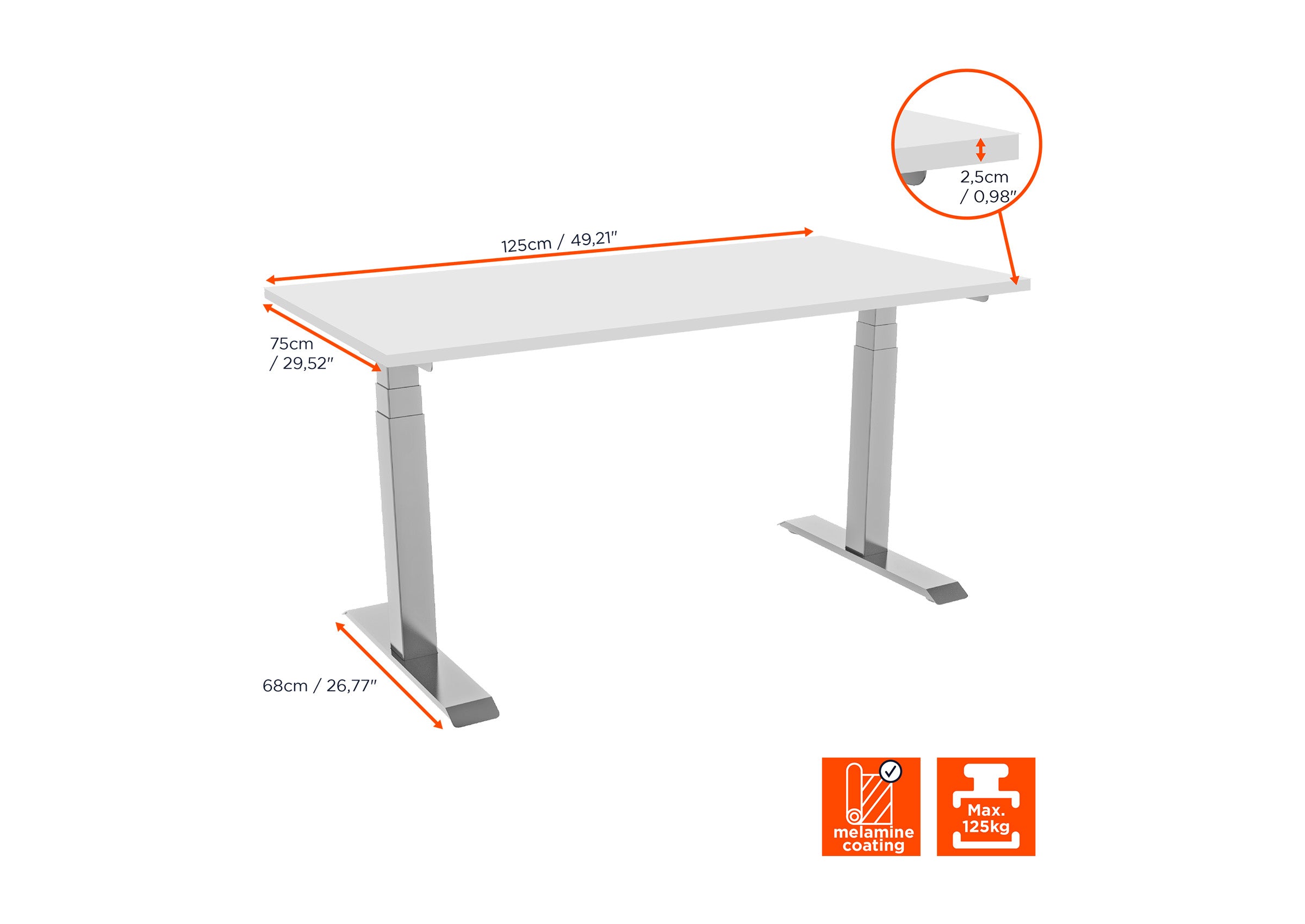 celexon electrically height-adjustable desk Professional eAdjust-58123 - incl. table top