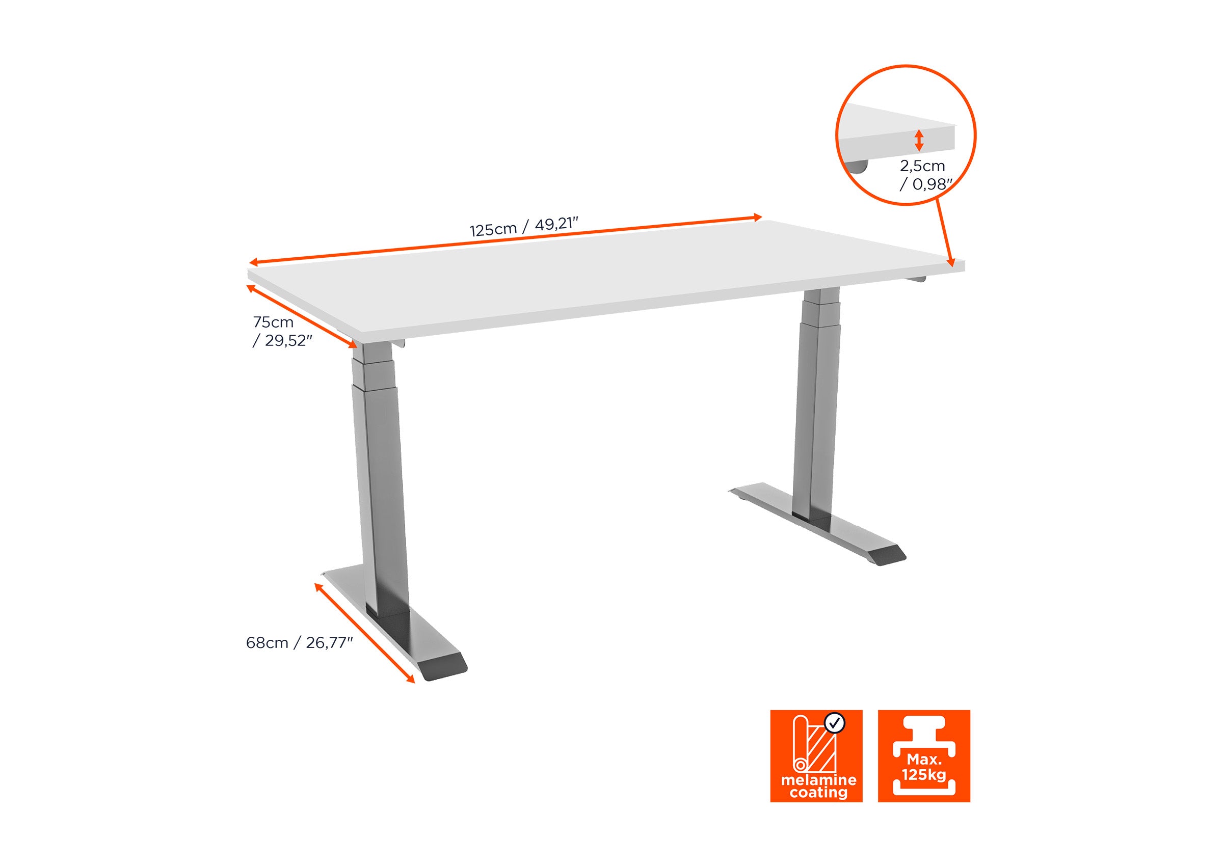 celexon electrically height-adjustable desk Professional eAdjust-58123 - incl. table top