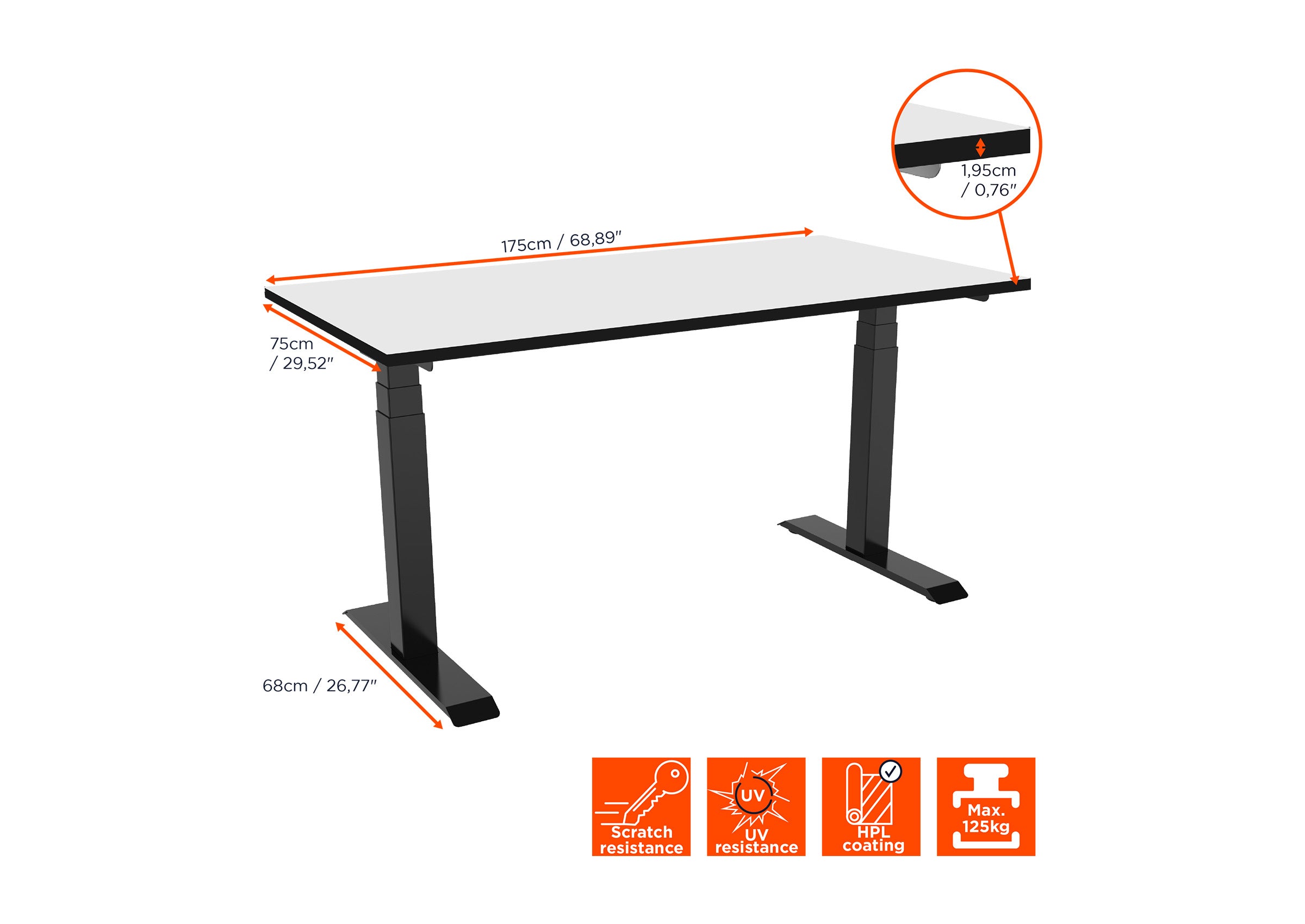 celexon electrically height-adjustable desk Professional eAdjust-58123 - incl. table top