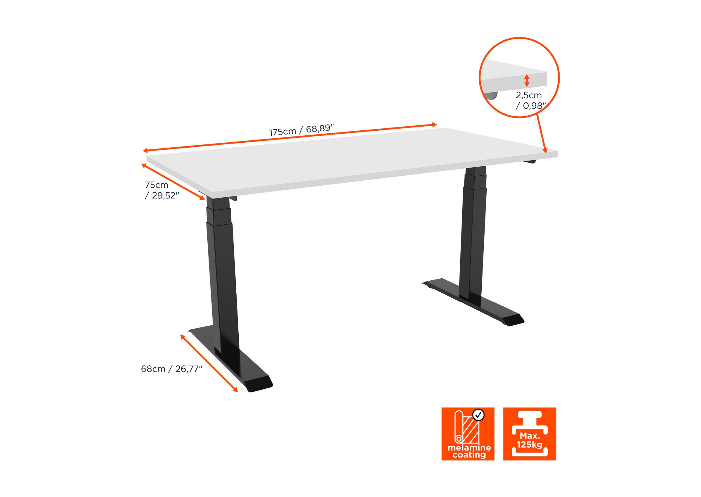 celexon electrically height-adjustable desk Professional eAdjust-58123 - incl. table top